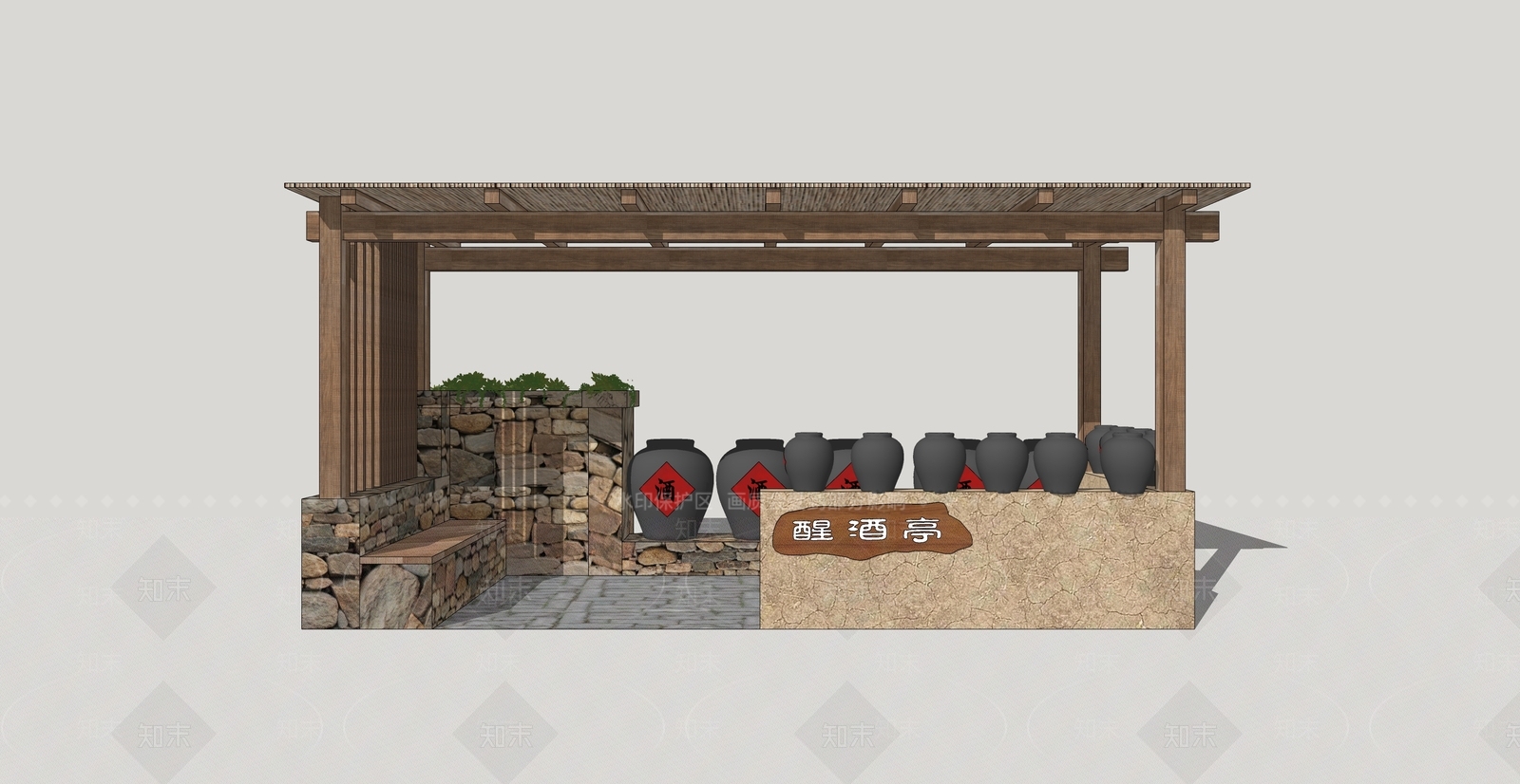 新中式亭子SU模型下载【ID:1190953091】