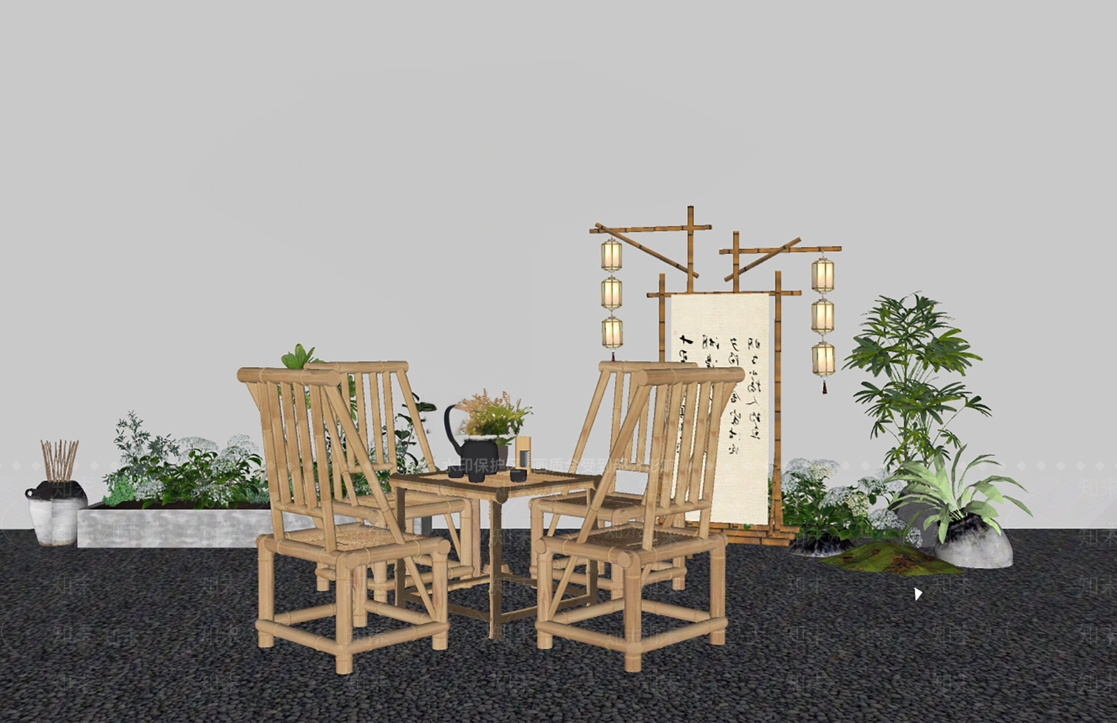 新中式休闲椅SU模型下载【ID:1190959276】