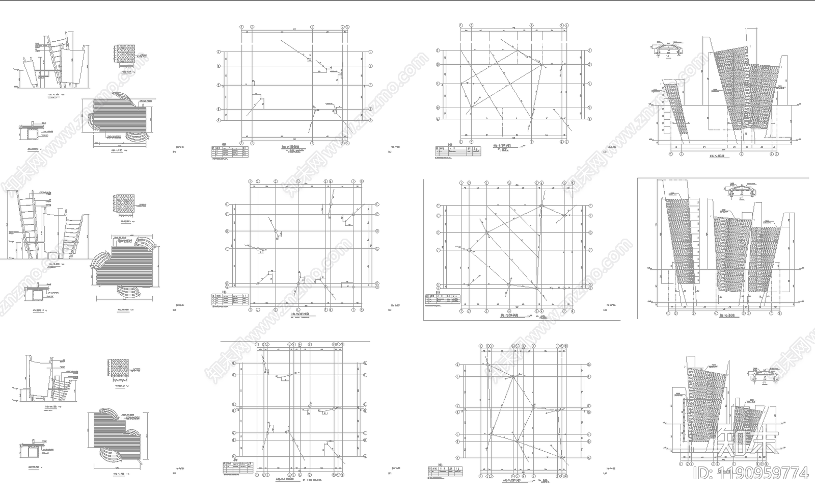 现代廊架cad施工图下载【ID:1190959774】