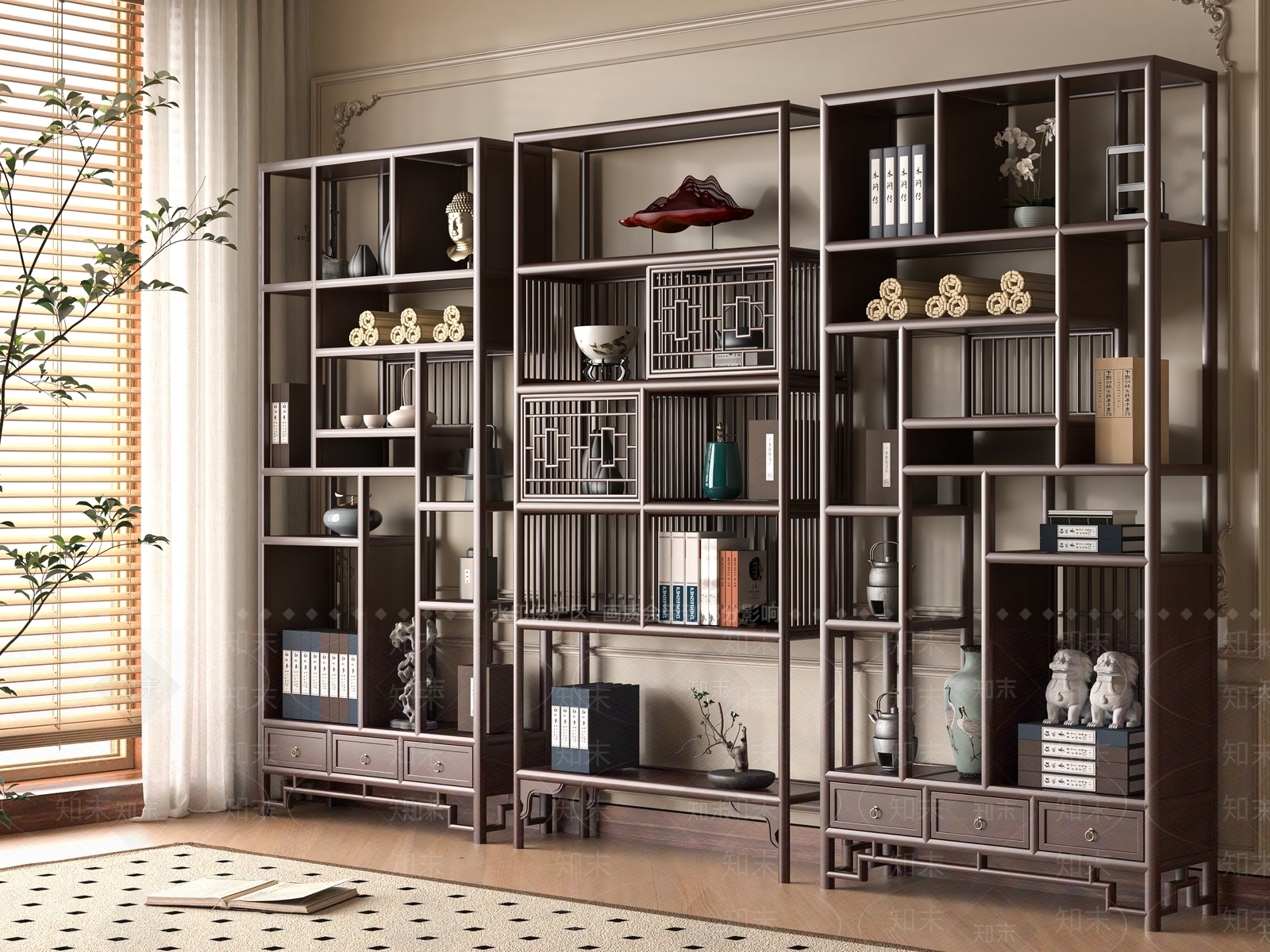 现代新中式博古架SU模型下载【ID:1190962307】