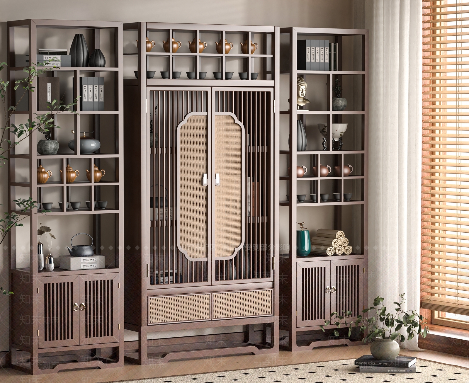 新中式中古博古架SU模型下载【ID:1190962661】