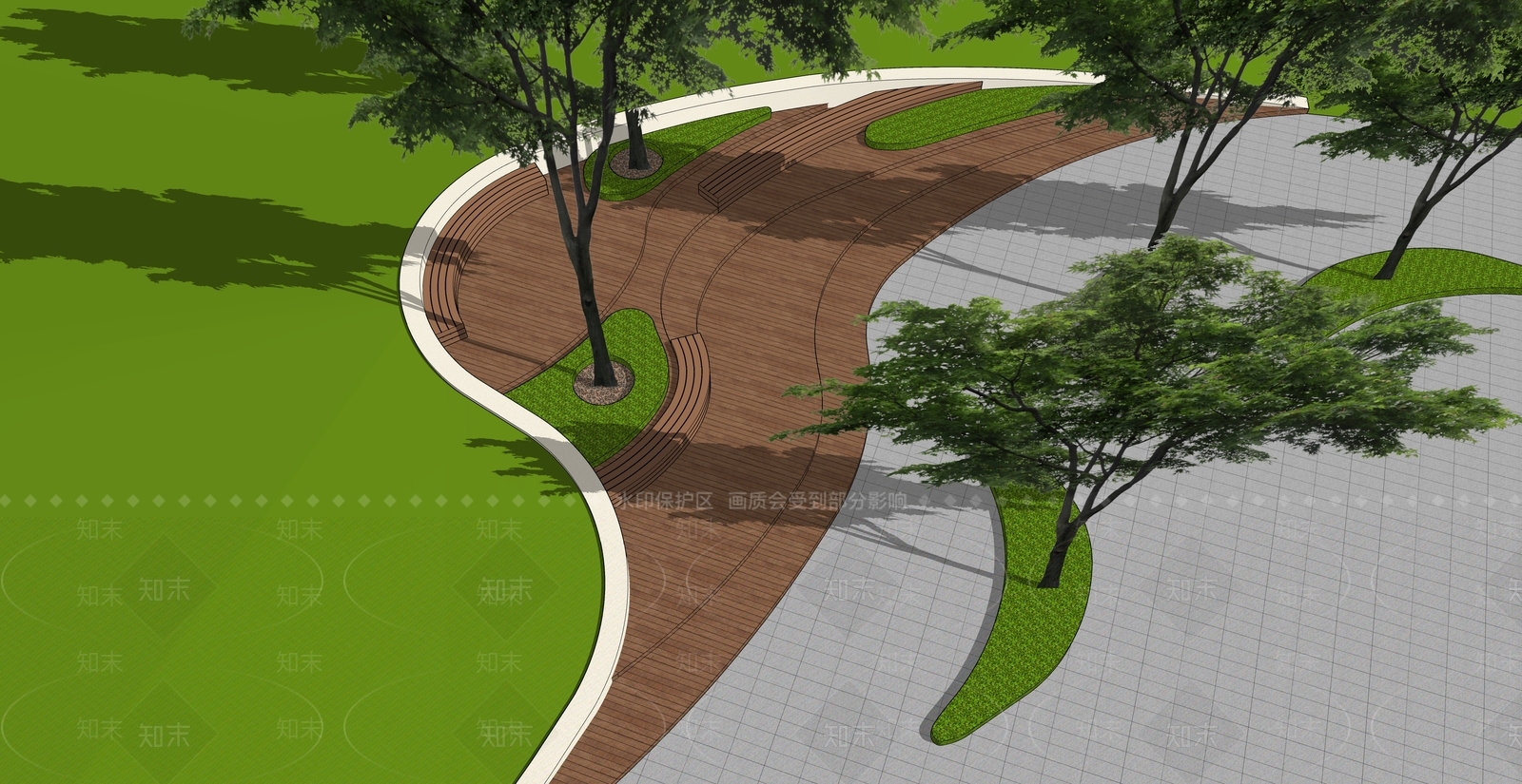 现代台阶景观SU模型下载【ID:1190969458】