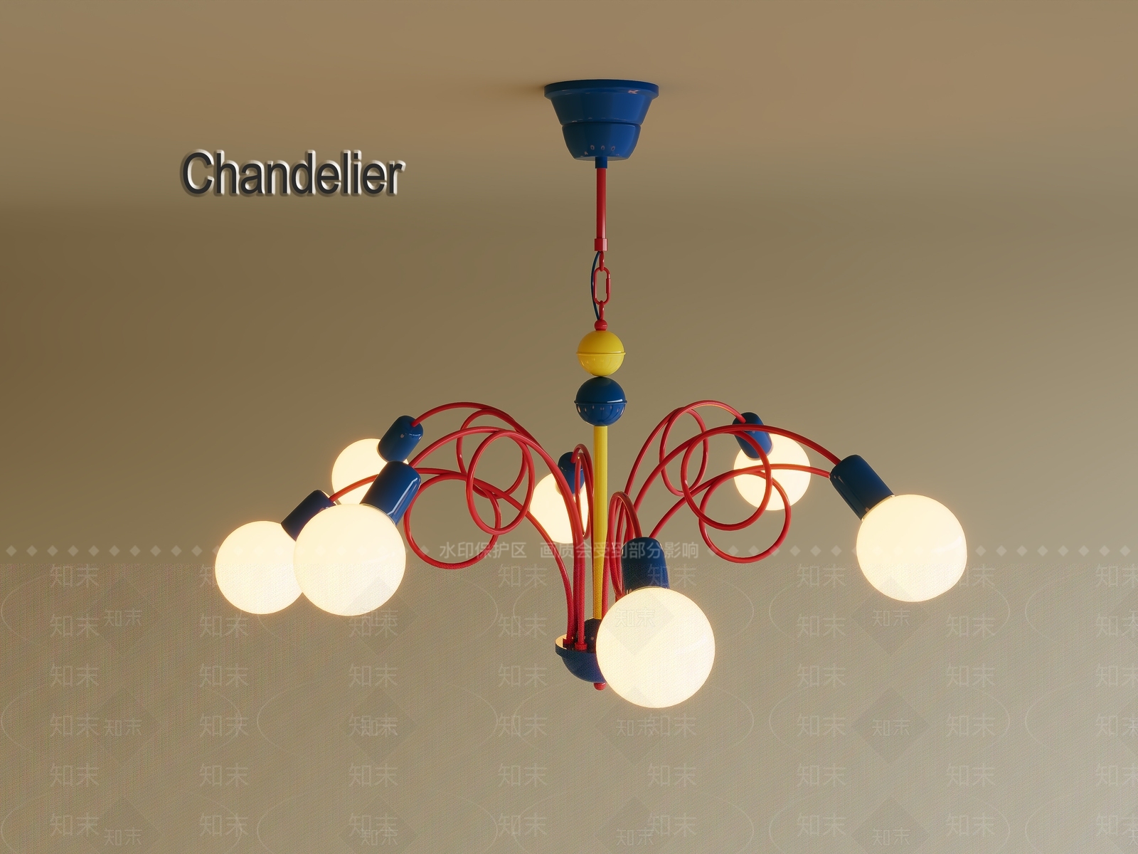 现代北欧客厅吊灯3D模型下载【ID:1190975273】