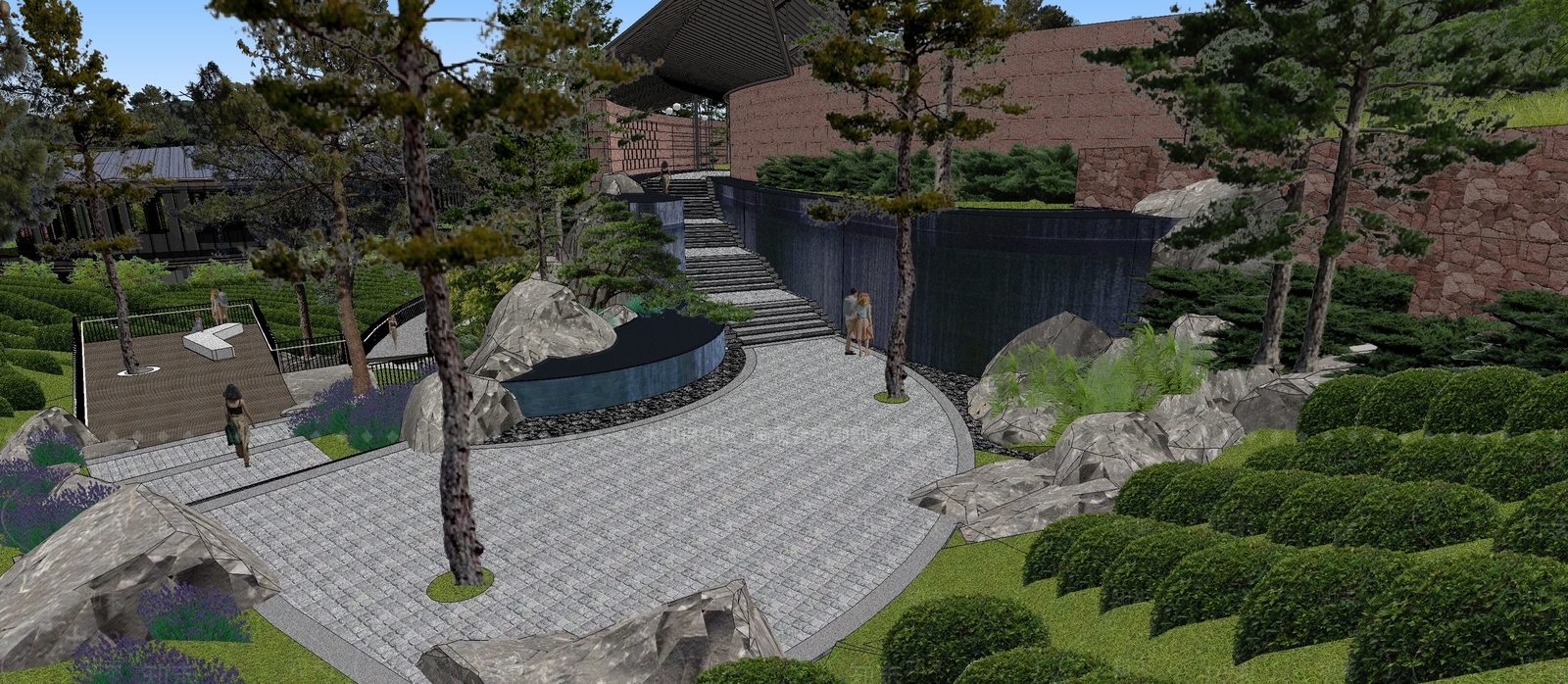 现代景观公园SU模型下载【ID:1190977389】