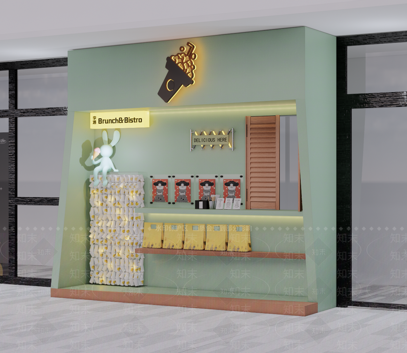 现代简约奶茶店SU模型下载【ID:1190983008】