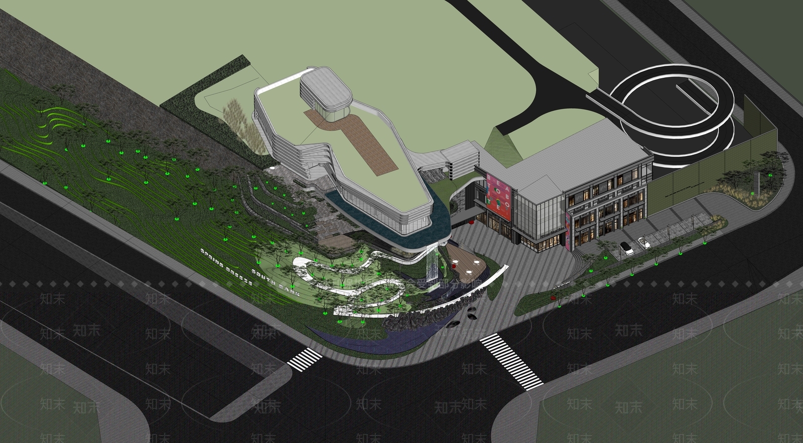 现代售楼处建筑SU模型下载【ID:1190986091】