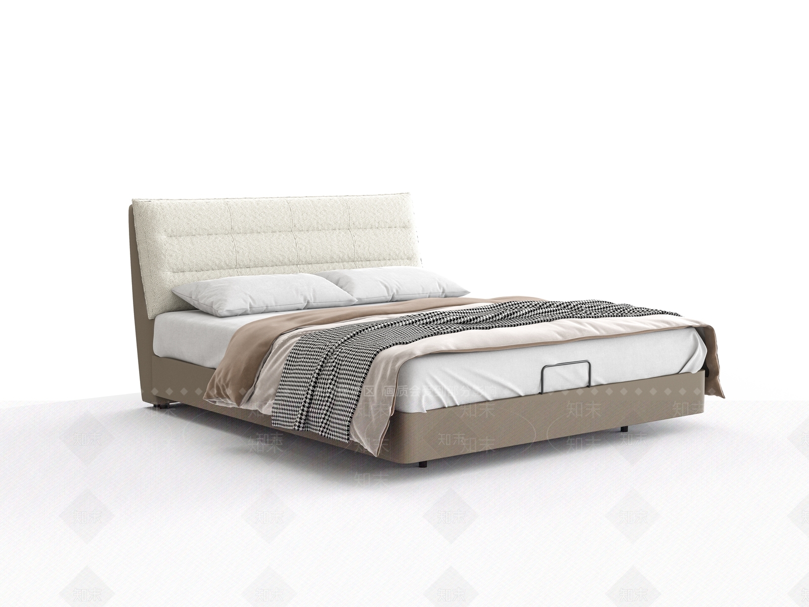 北欧双人床3D模型下载【ID:1190987612】