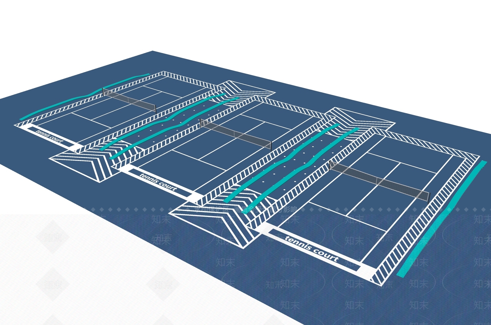 现代网球场SU模型下载【ID:1190991210】