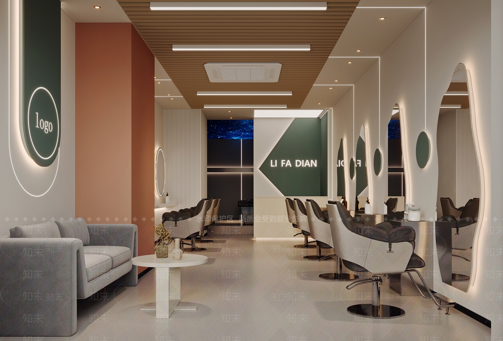 现代简约美发店3D模型下载【ID:1190995560】