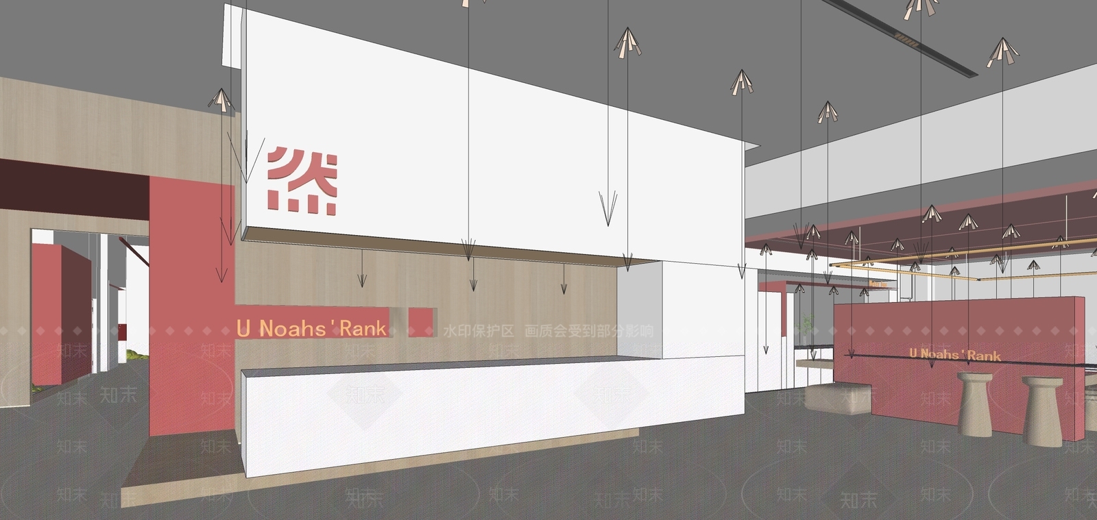 现代办公大堂SU模型下载【ID:1191011733】