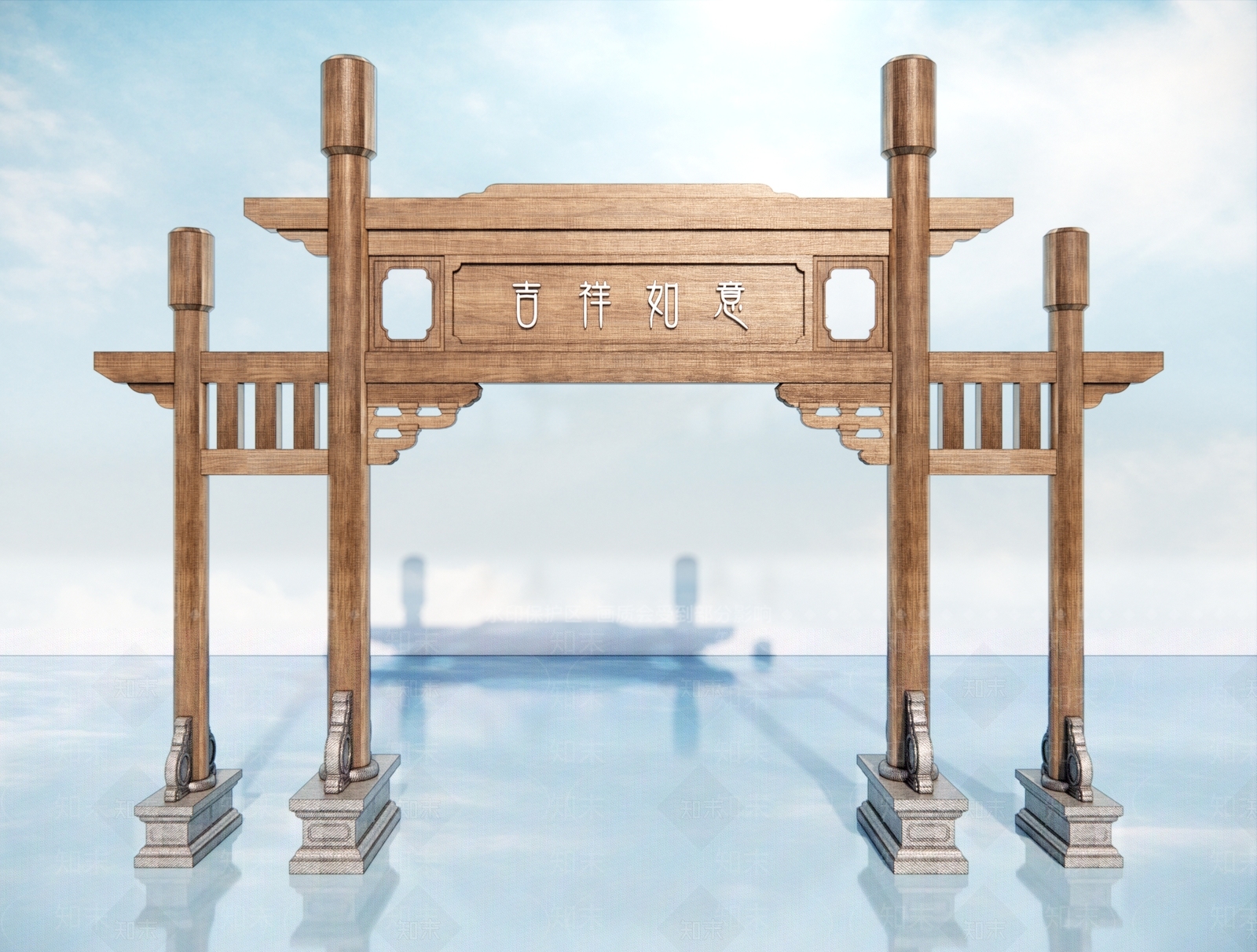 现代新中式牌楼牌坊3D模型下载【ID:1191012860】