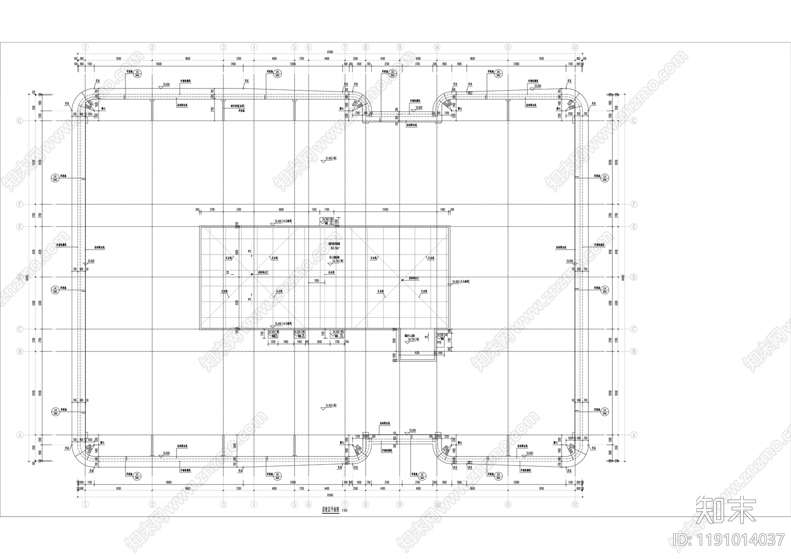 现代办公楼建筑cad施工图下载【ID:1191014037】