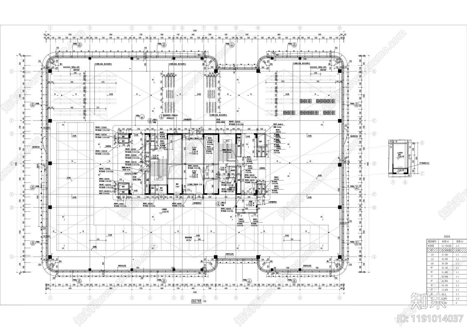 现代办公楼建筑cad施工图下载【ID:1191014037】