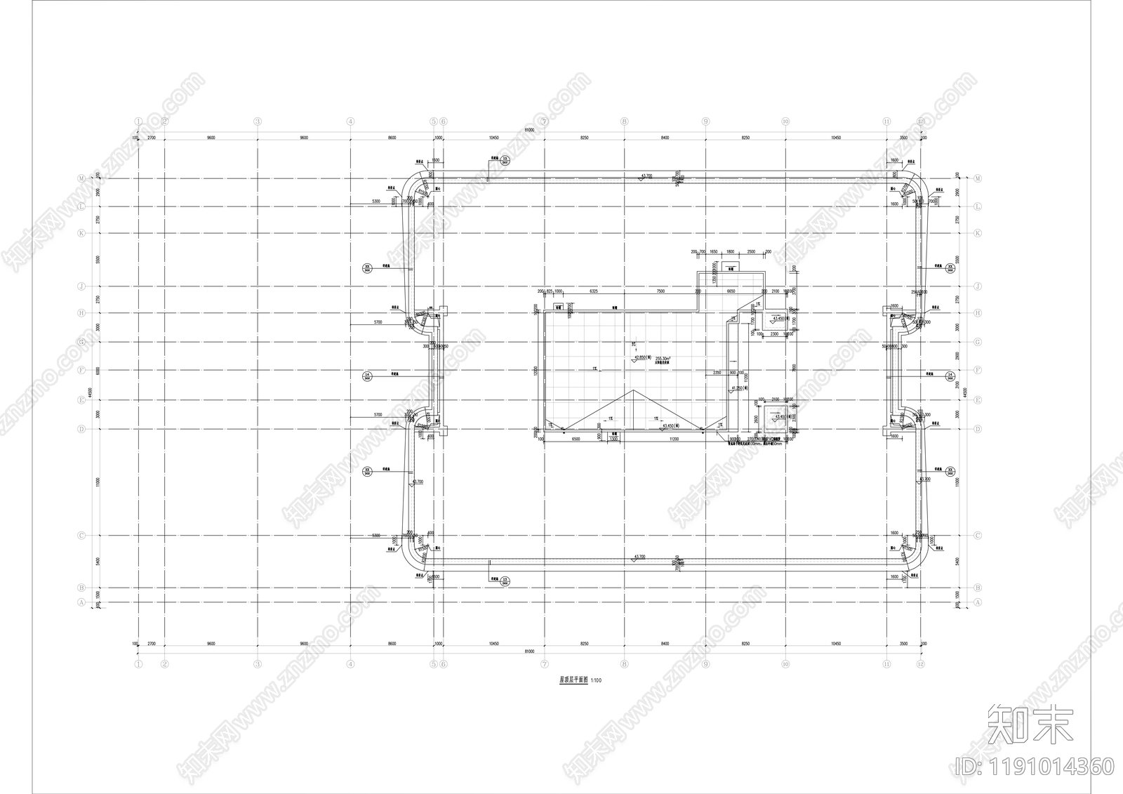 现代办公楼建筑cad施工图下载【ID:1191014360】