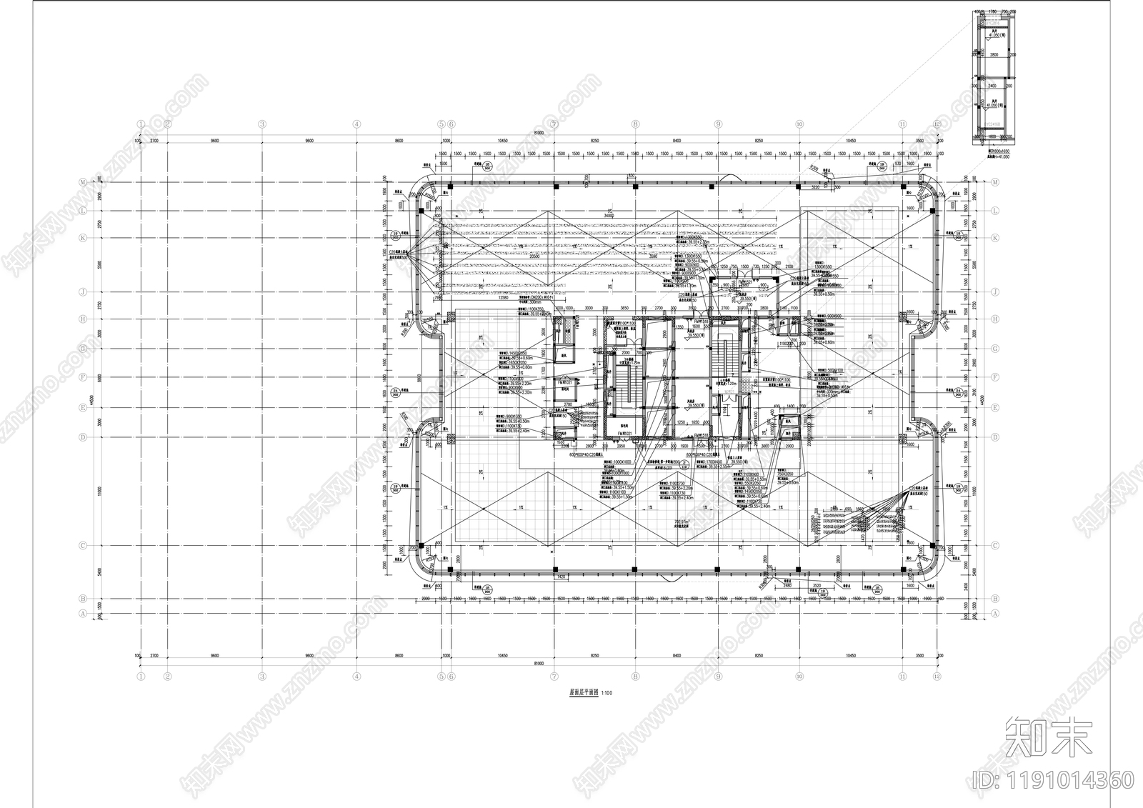 现代办公楼建筑cad施工图下载【ID:1191014360】