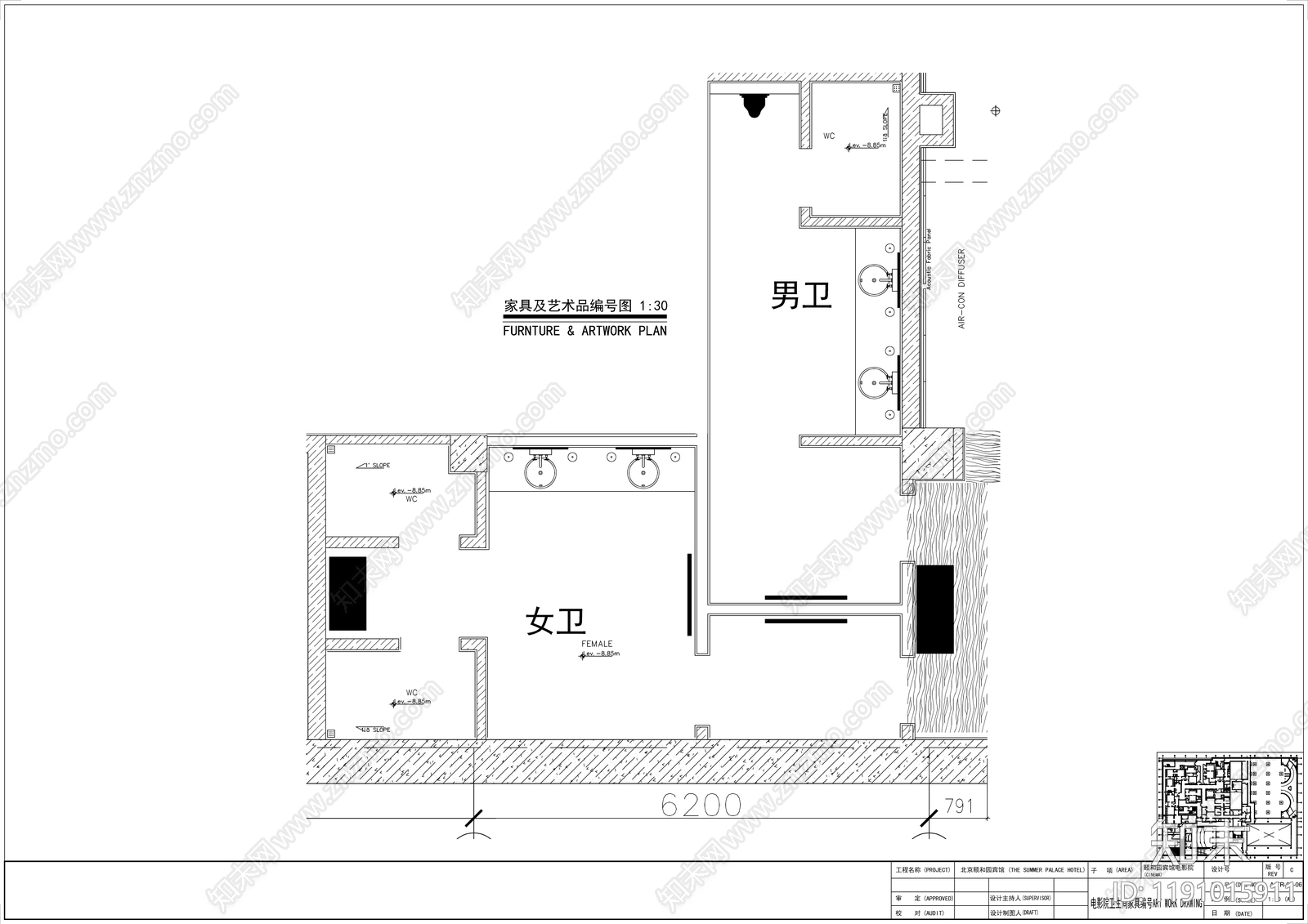 现代公共卫生间cad施工图下载【ID:1191015911】