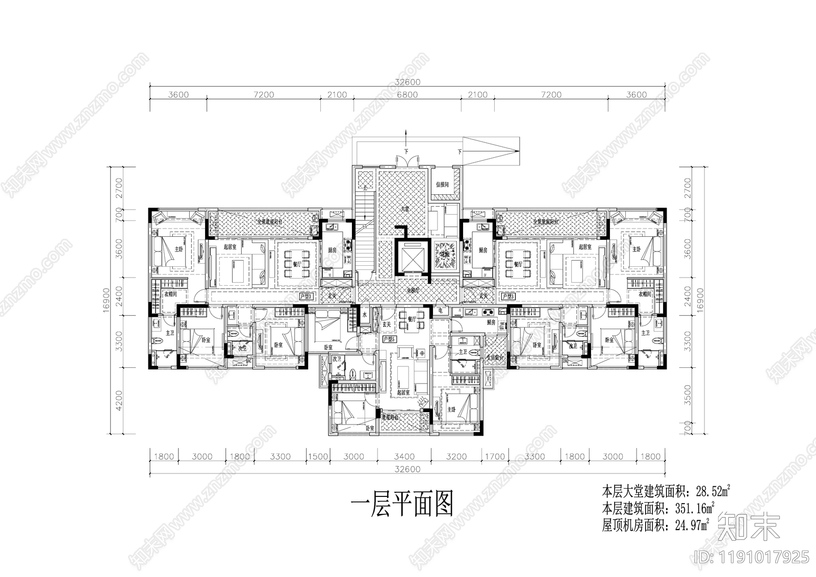 现代住宅楼建筑cad施工图下载【ID:1191017925】
