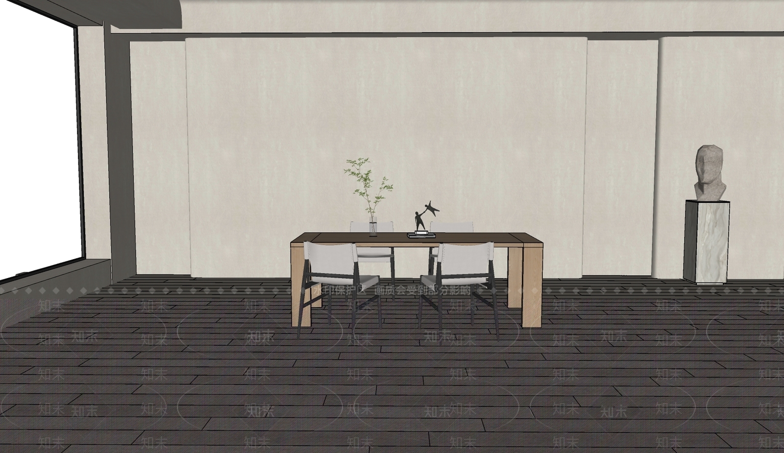 现代餐桌SU模型下载【ID:1191018715】