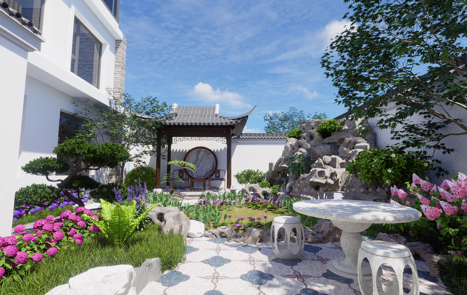 现代新中式商业景观SU模型下载【ID:1191026532】