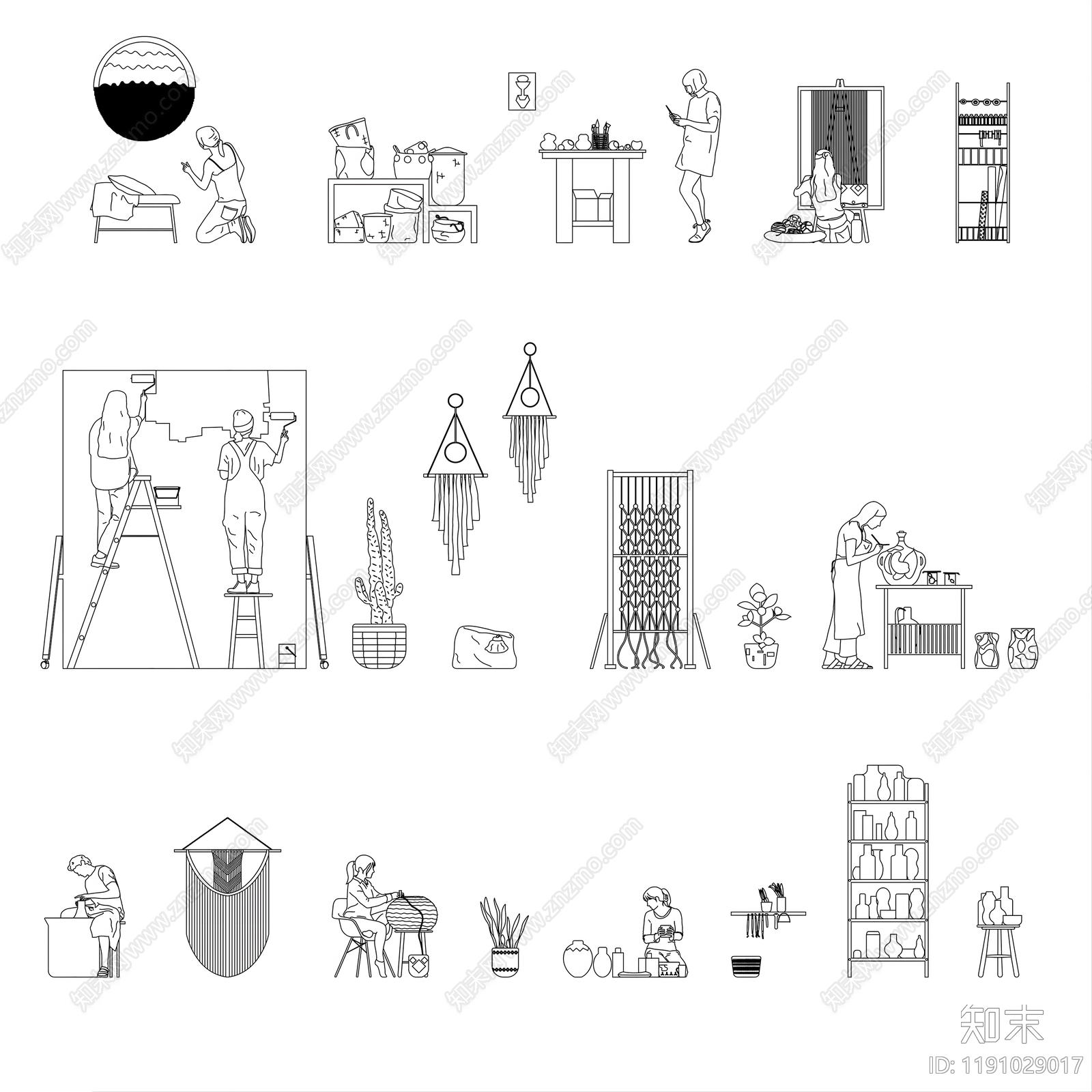 现代家具图库施工图下载【ID:1191029017】