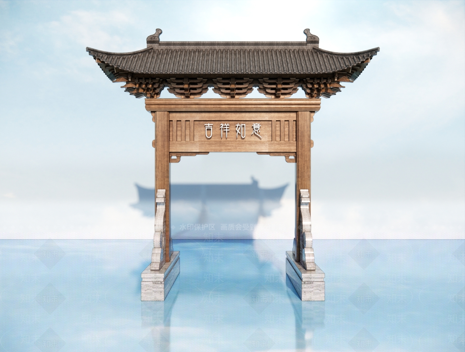 现代新中式牌坊牌楼SU模型下载【ID:1191039159】