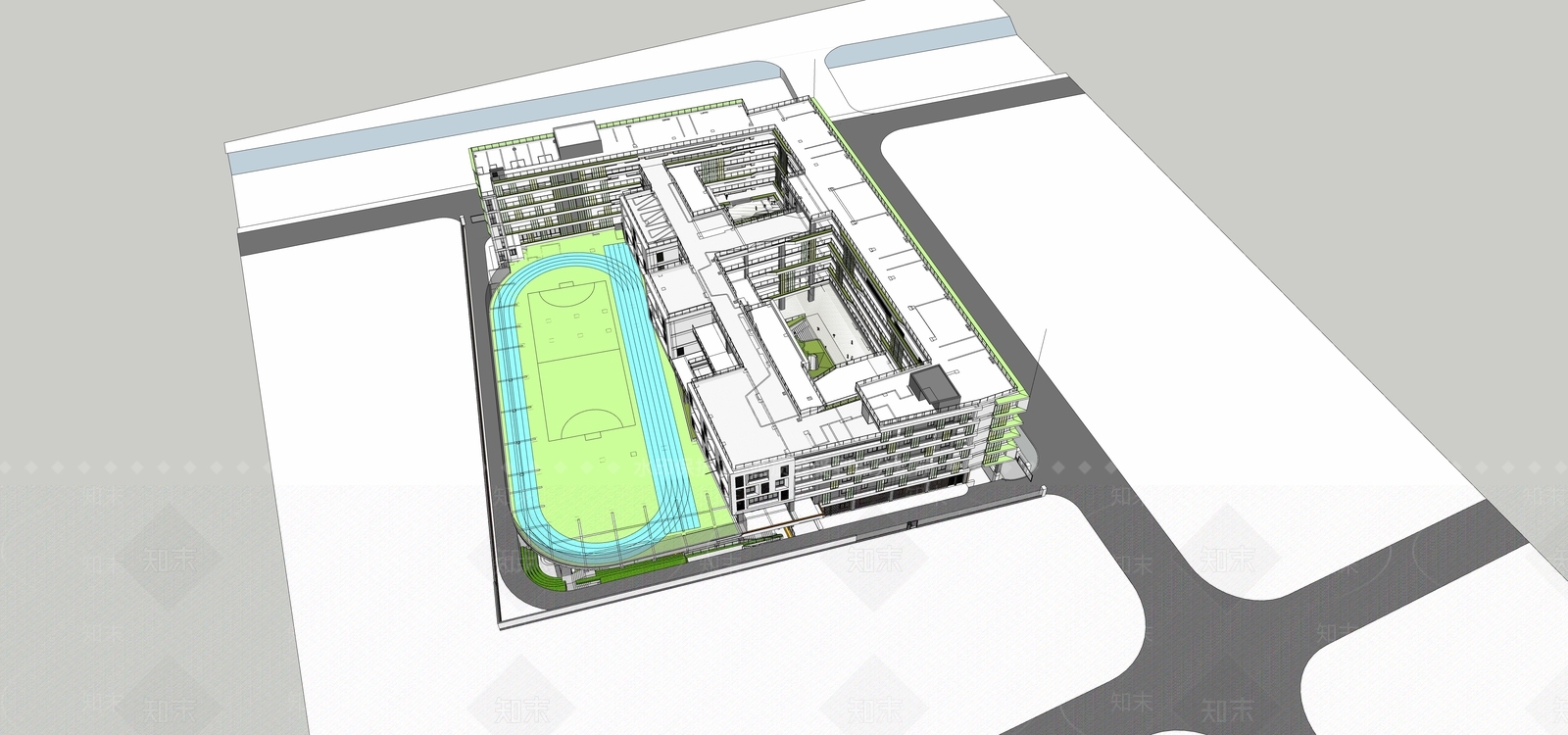 现代学校建筑SU模型下载【ID:1191039821】