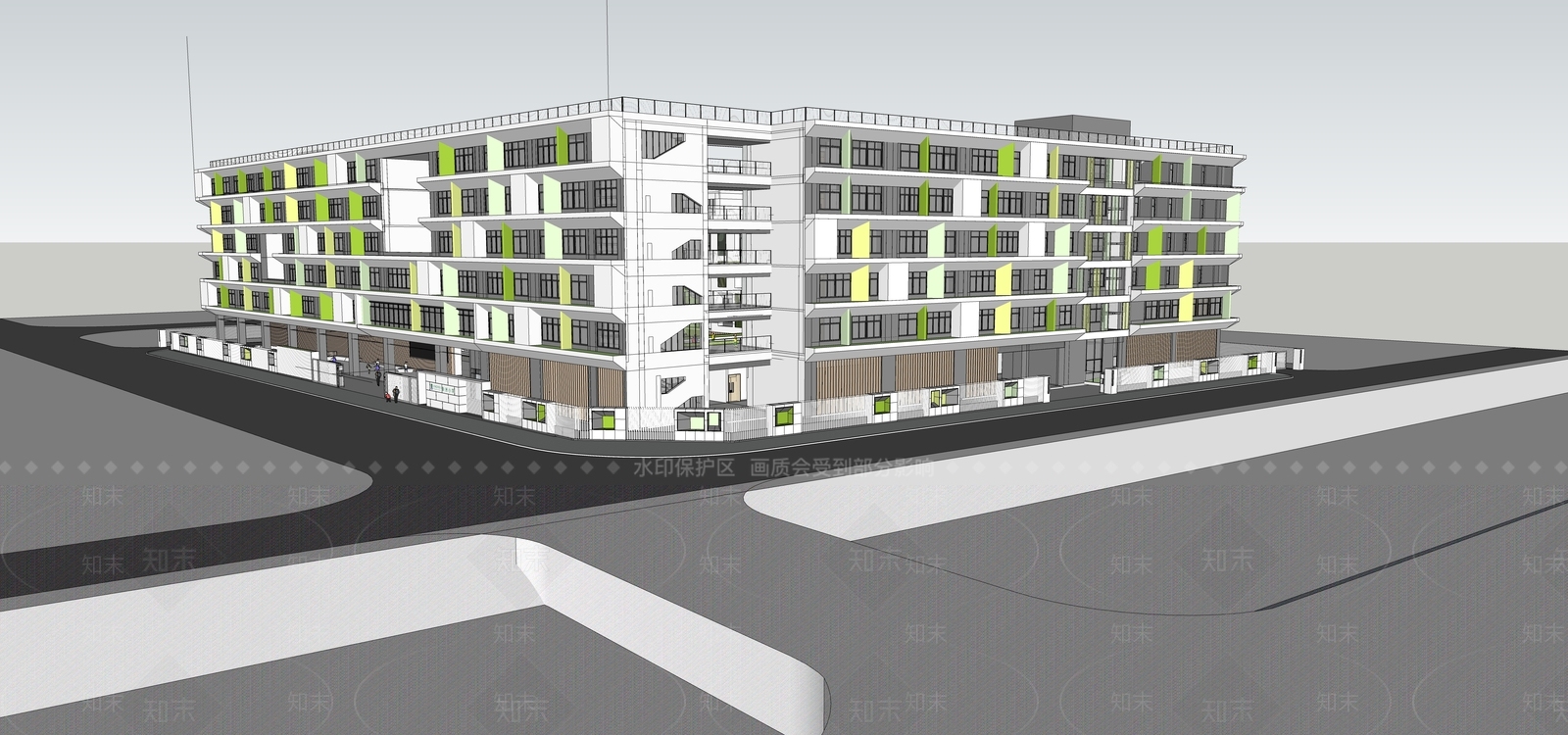 学校建筑SU模型精品下载_SketchUp模型_知末网