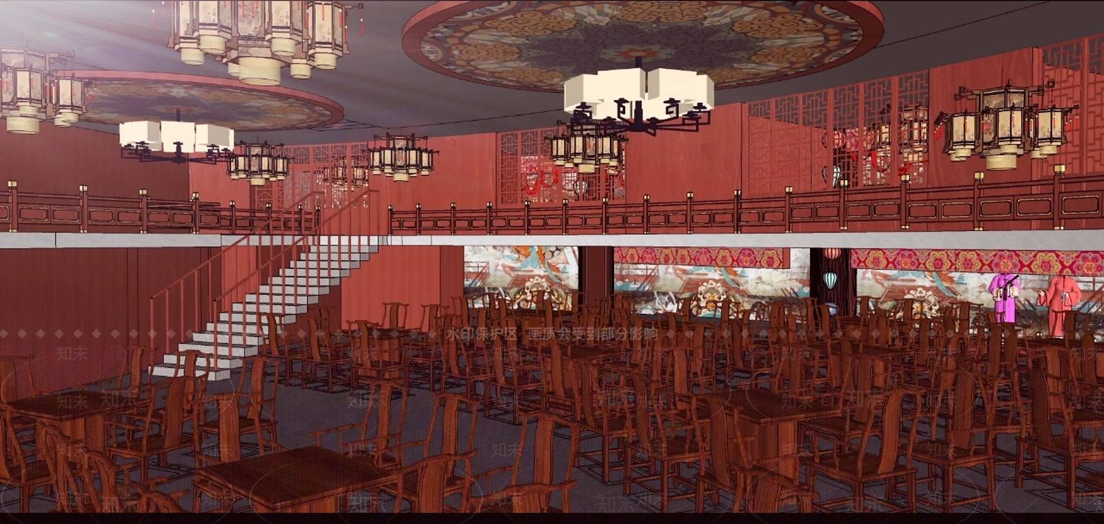 中式茶餐厅SU模型下载【ID:1191041621】