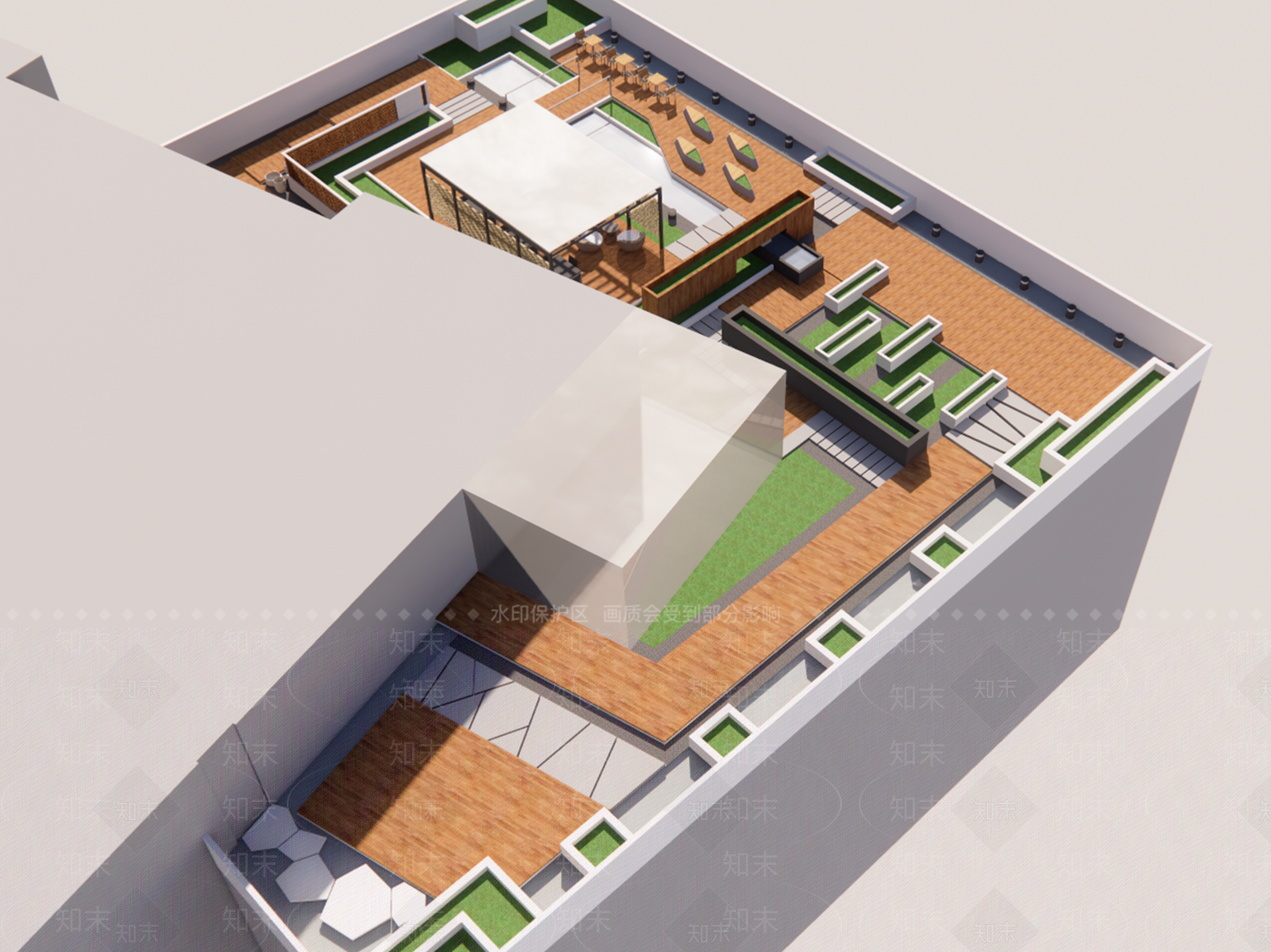 现代屋顶花园SU模型下载【ID:1191045322】