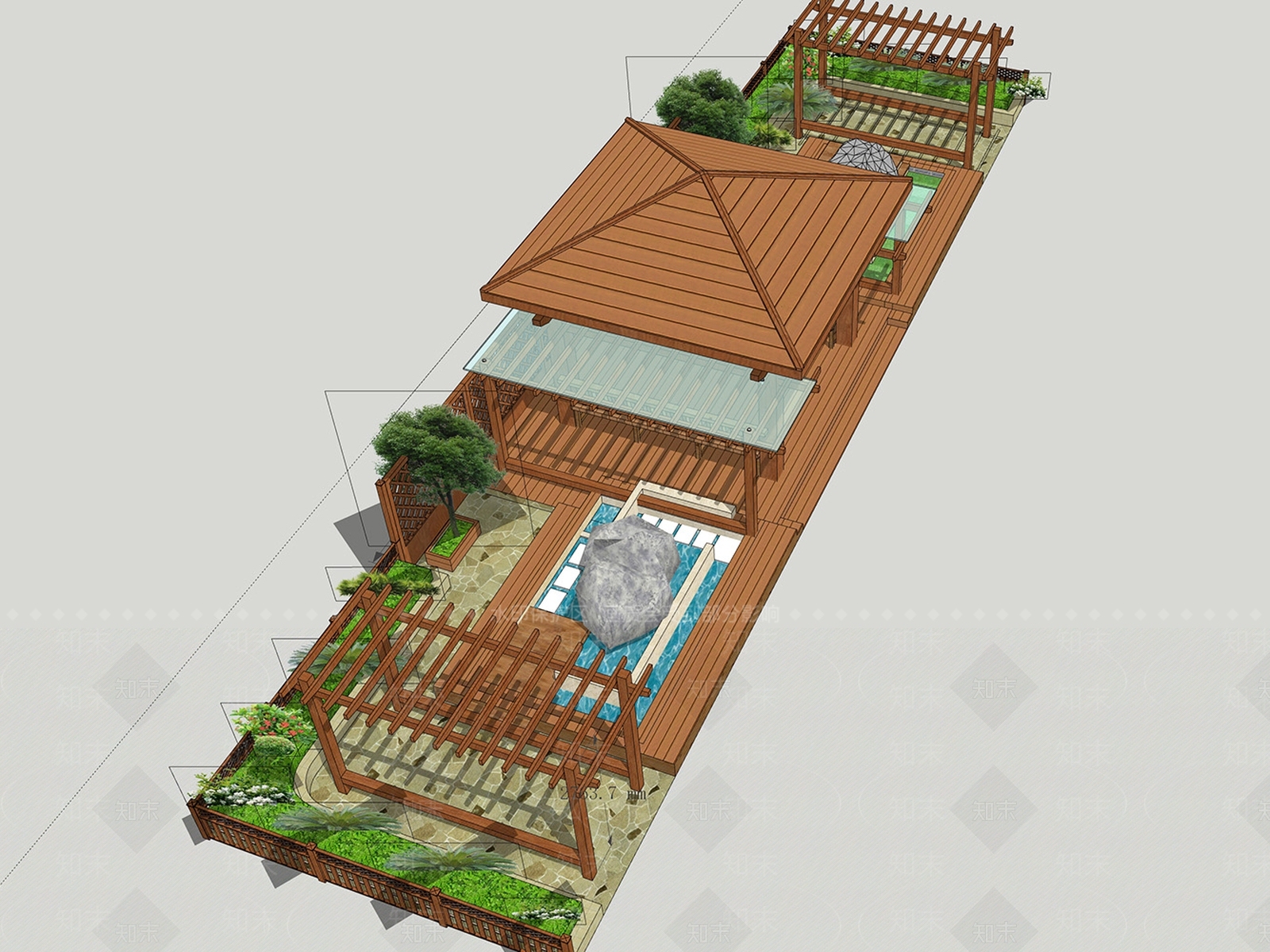 现代别墅庭院SU模型下载【ID:1191046725】