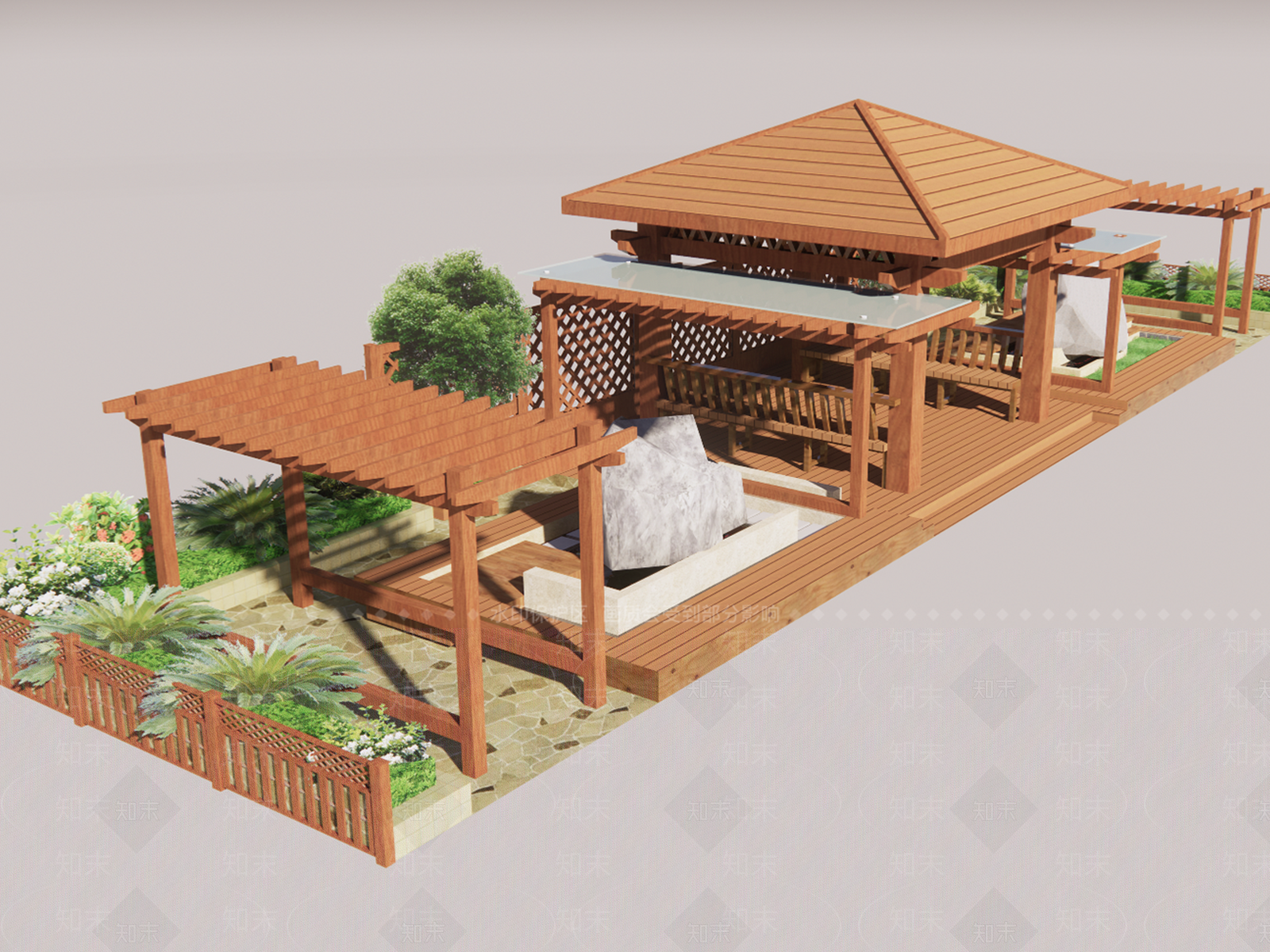 现代别墅庭院SU模型下载【ID:1191046725】