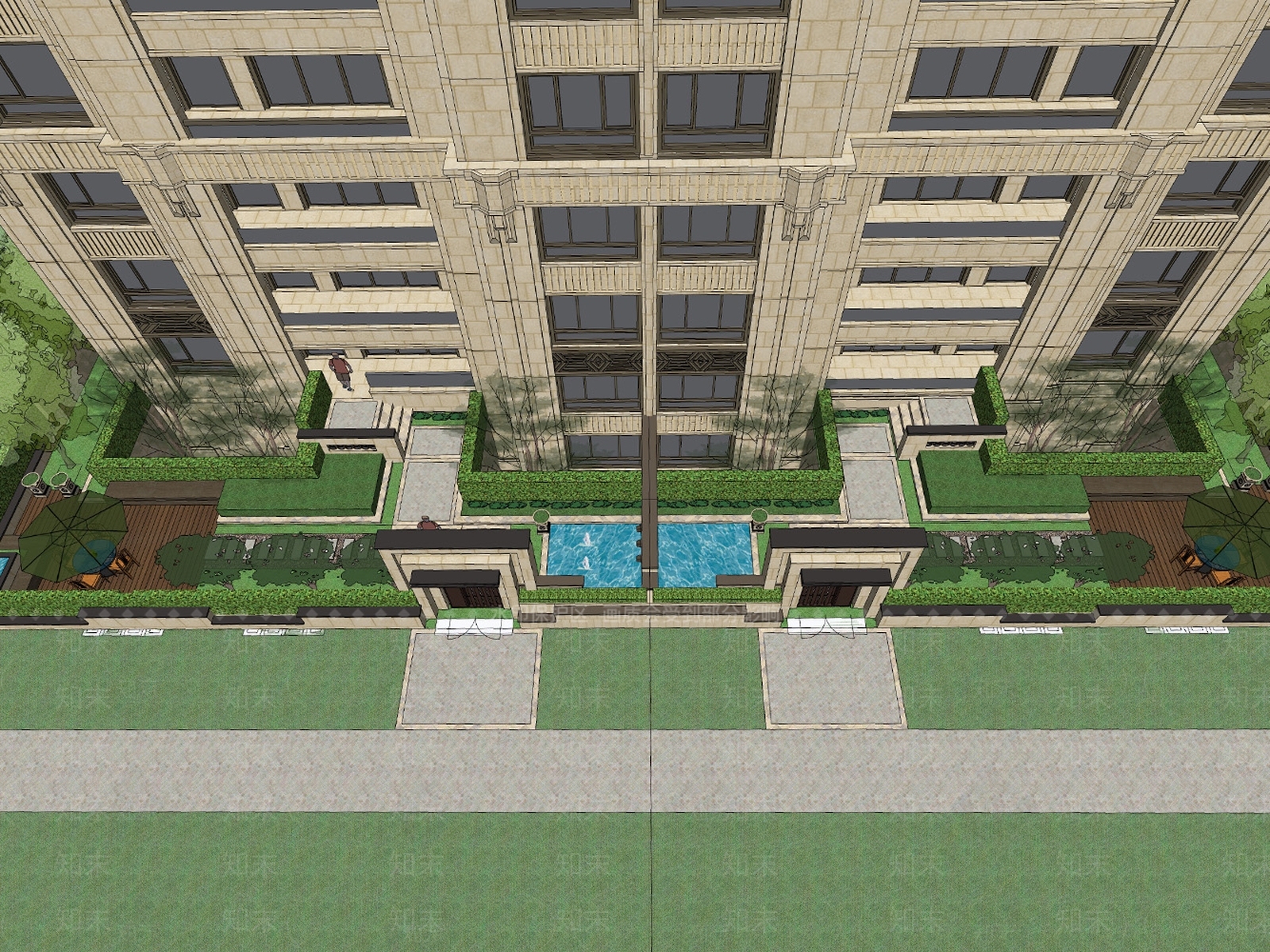 欧式别墅庭院SU模型下载【ID:1191050072】