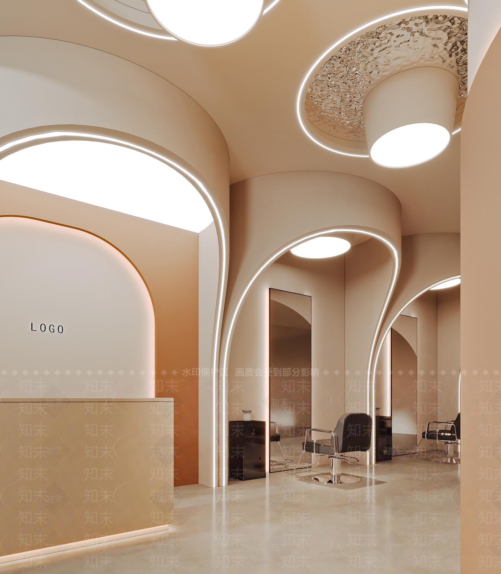 现代奶油美发店3D模型下载【ID:1191050970】