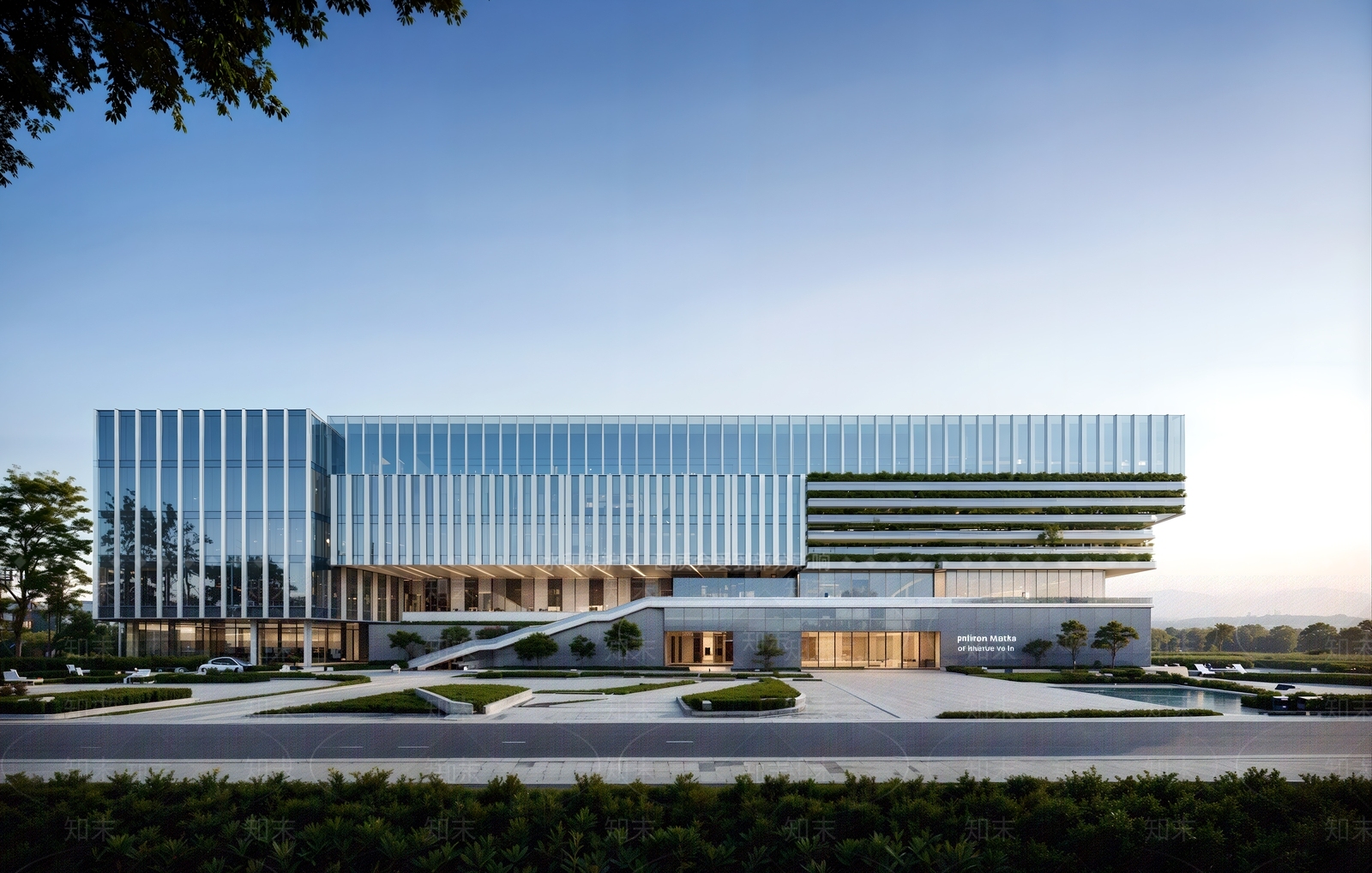 现代图书馆建筑SU模型精品下载_SketchUp模型_知末网