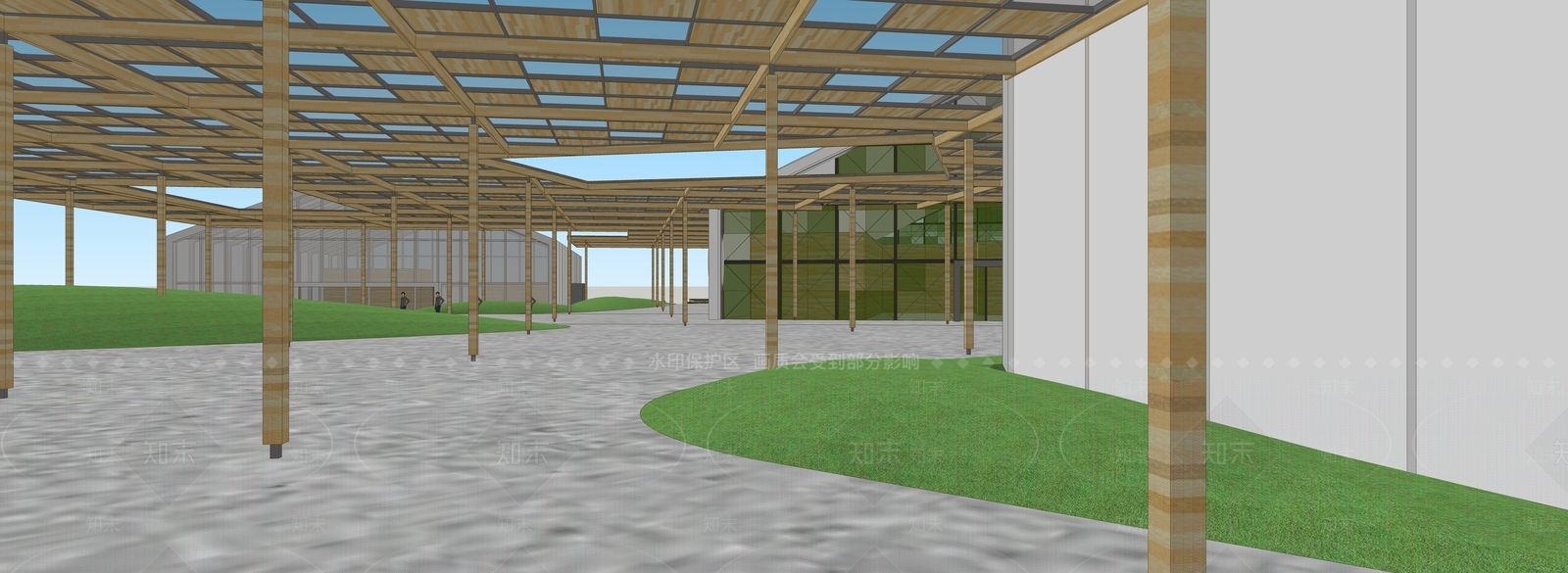 现代展览馆建筑SU模型下载【ID:1191050925】