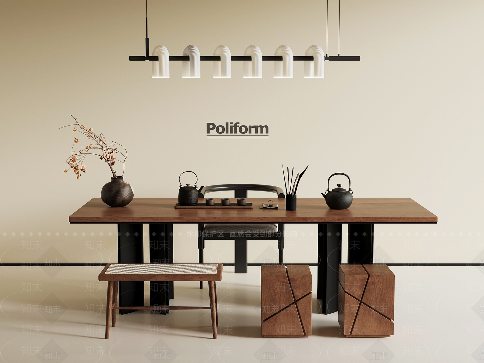 中古茶桌椅SU模型下载【ID:1191056053】