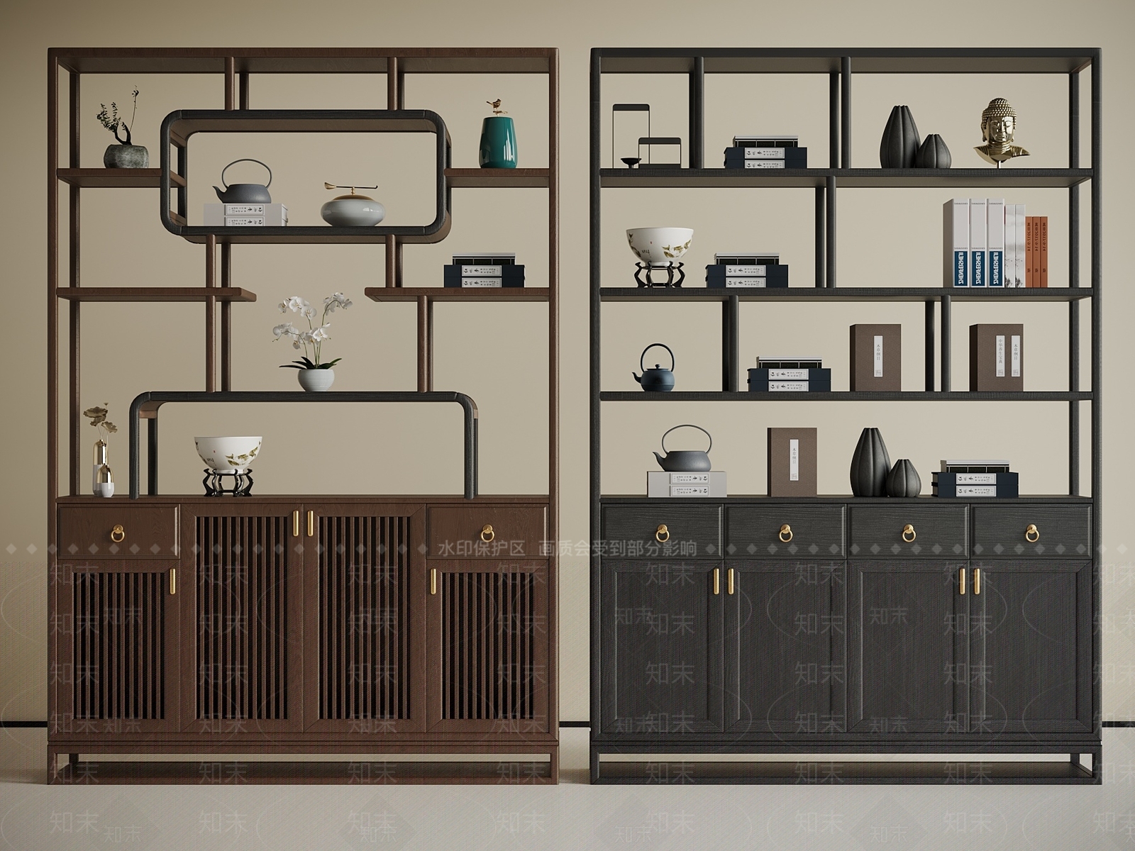 新中式博古架SU模型下载【ID:1191073372】