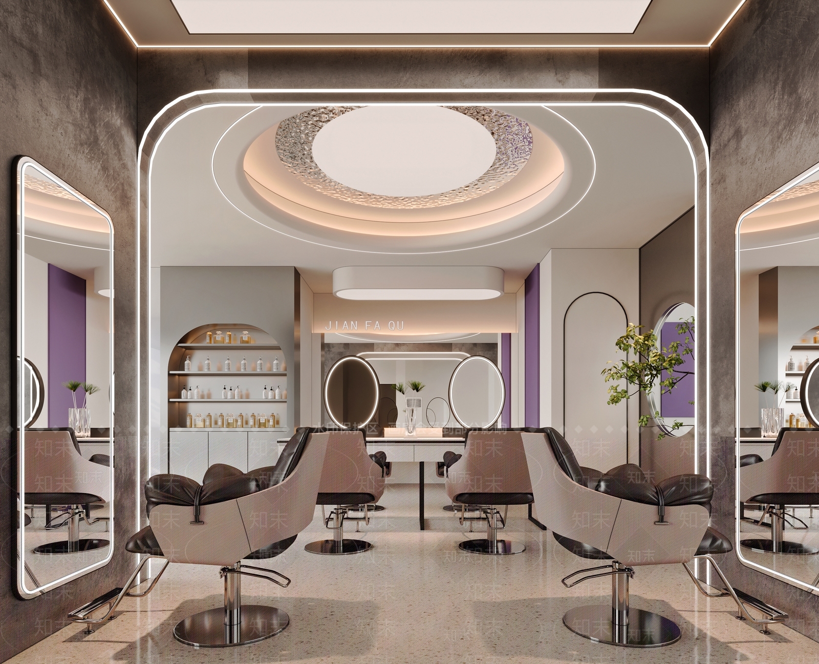 现代简约美发店3D模型下载【ID:1191083603】