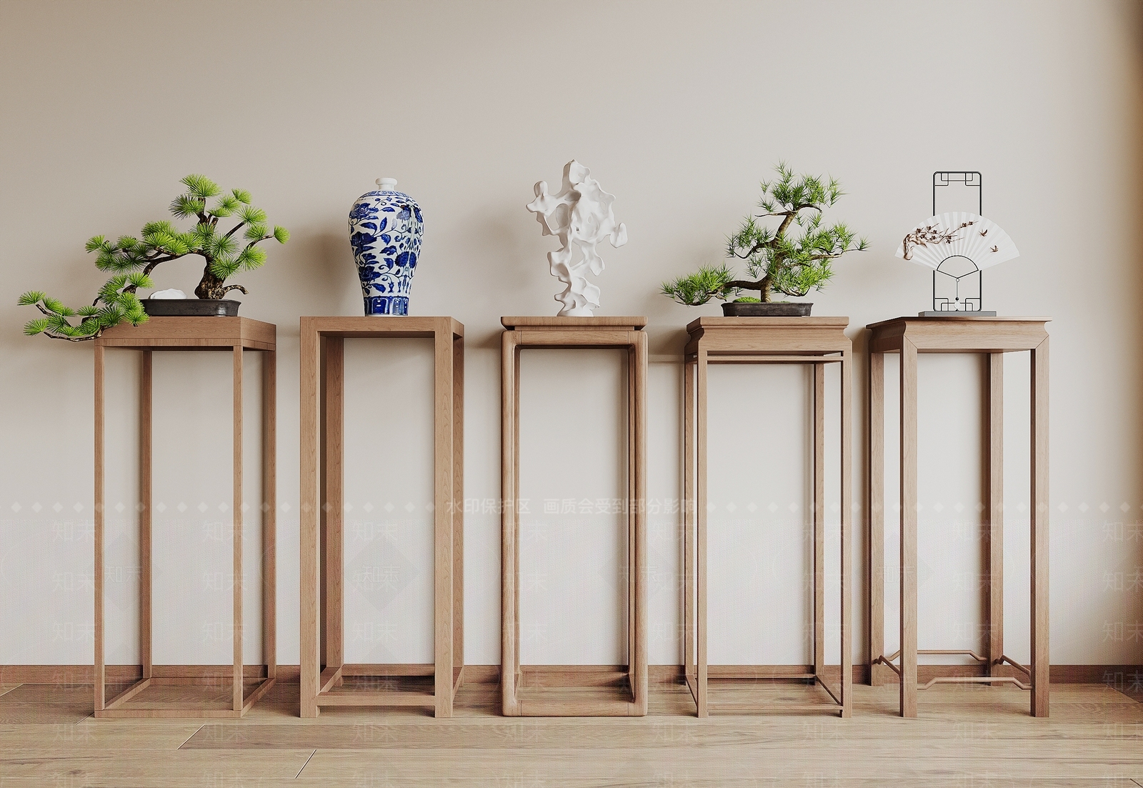 新中式花架3D模型下载【ID:1191085546】