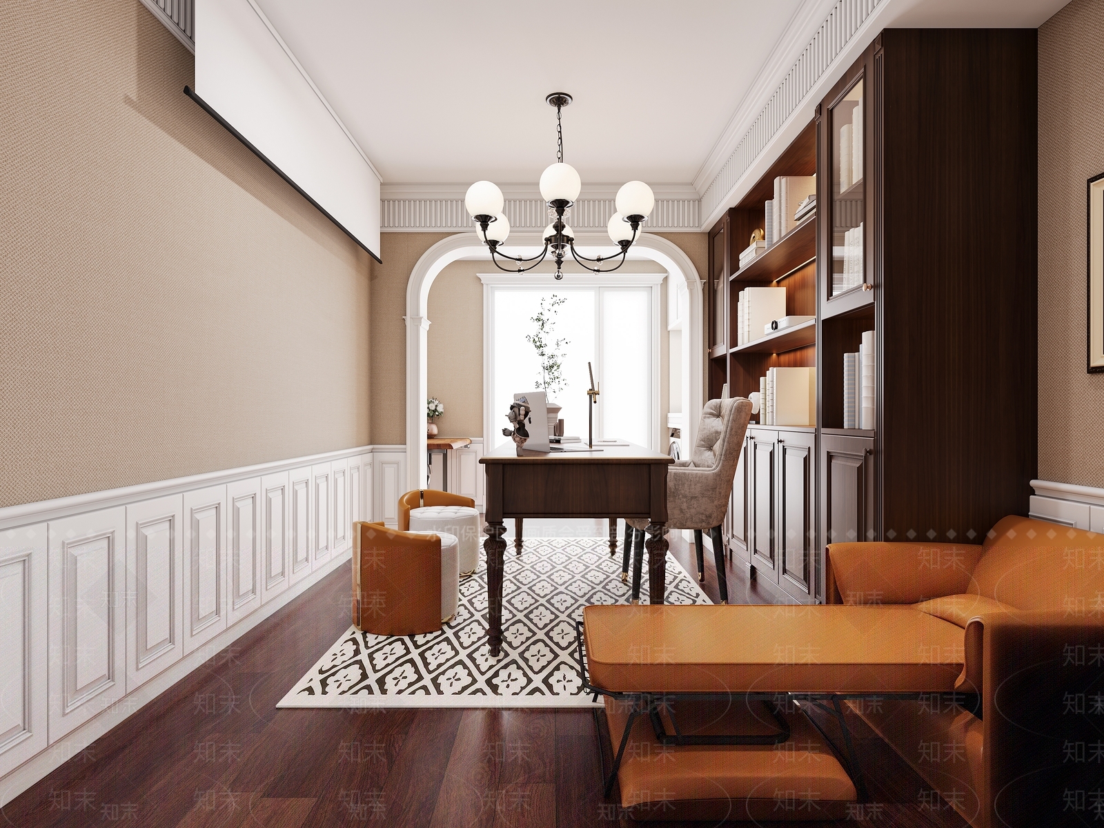 美式法式书房3D模型下载【ID:1191086053】