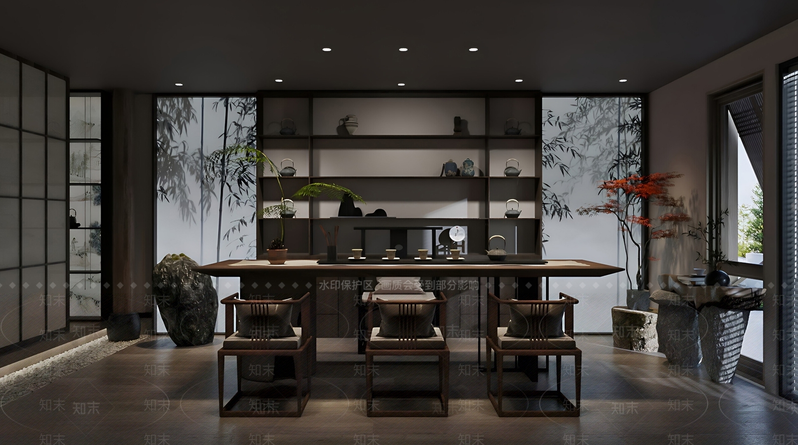 新中式茶室SU模型下载【ID:1191086667】