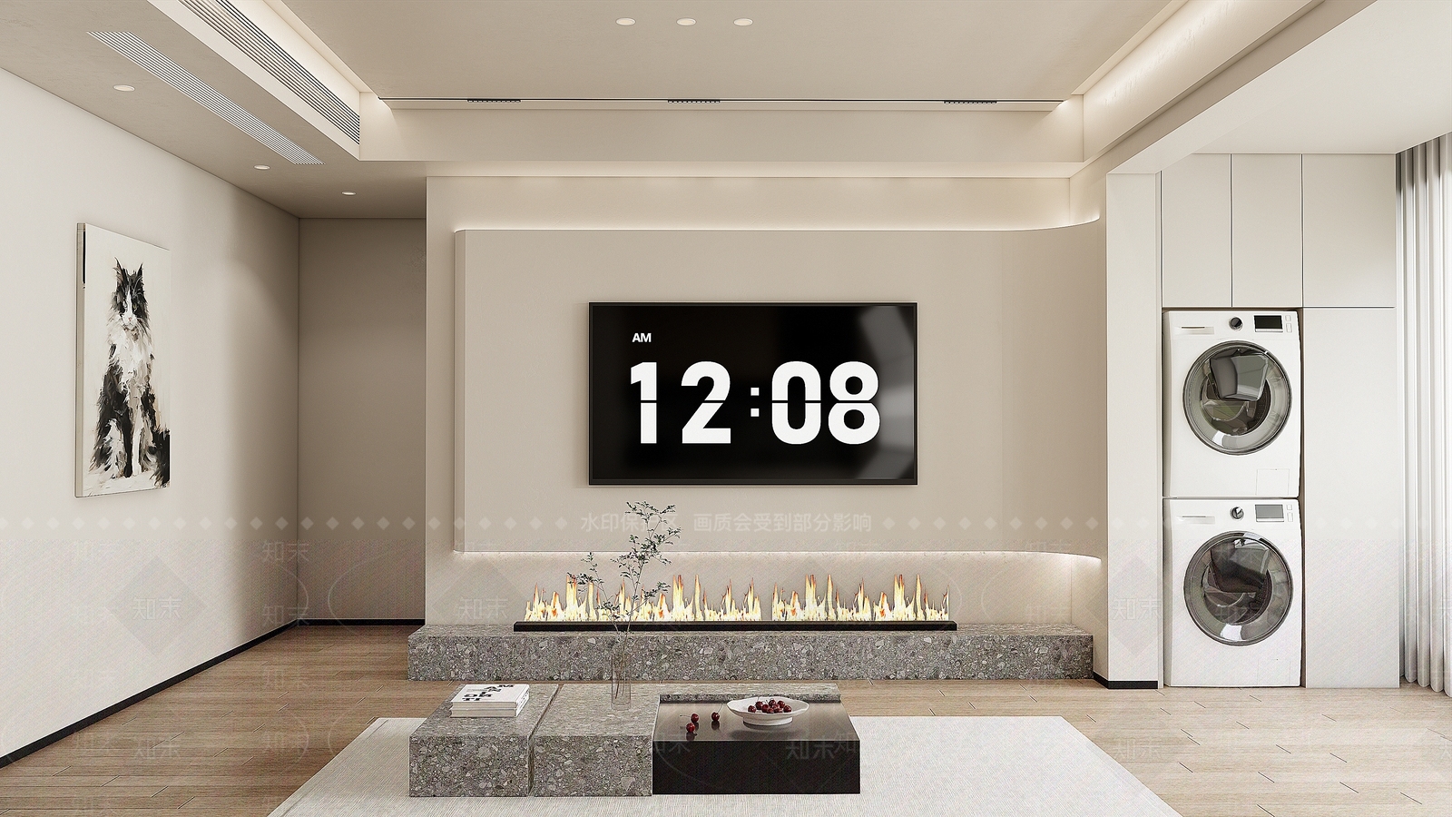 现代极简家居客厅SU模型下载【ID:1191087972】