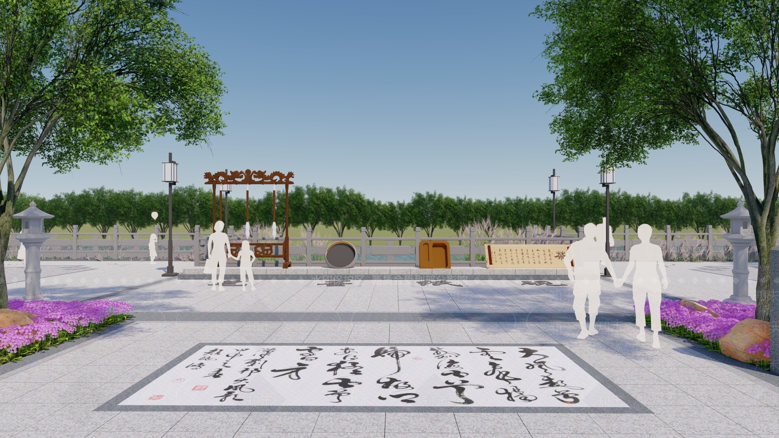 新中式中式滨水景观SU模型下载【ID:1191092925】