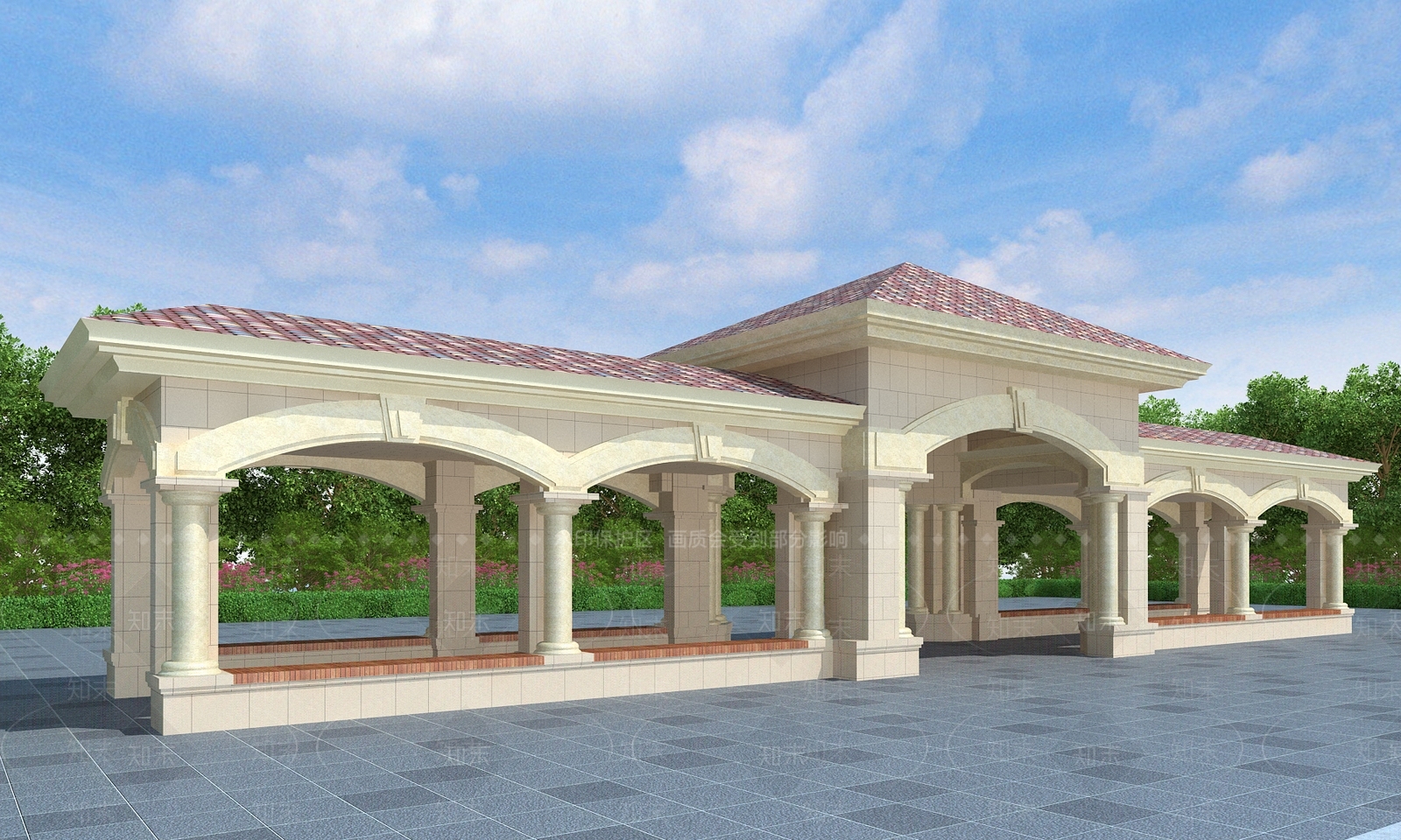 法式欧式廊架3D模型下载【ID:1191095555】