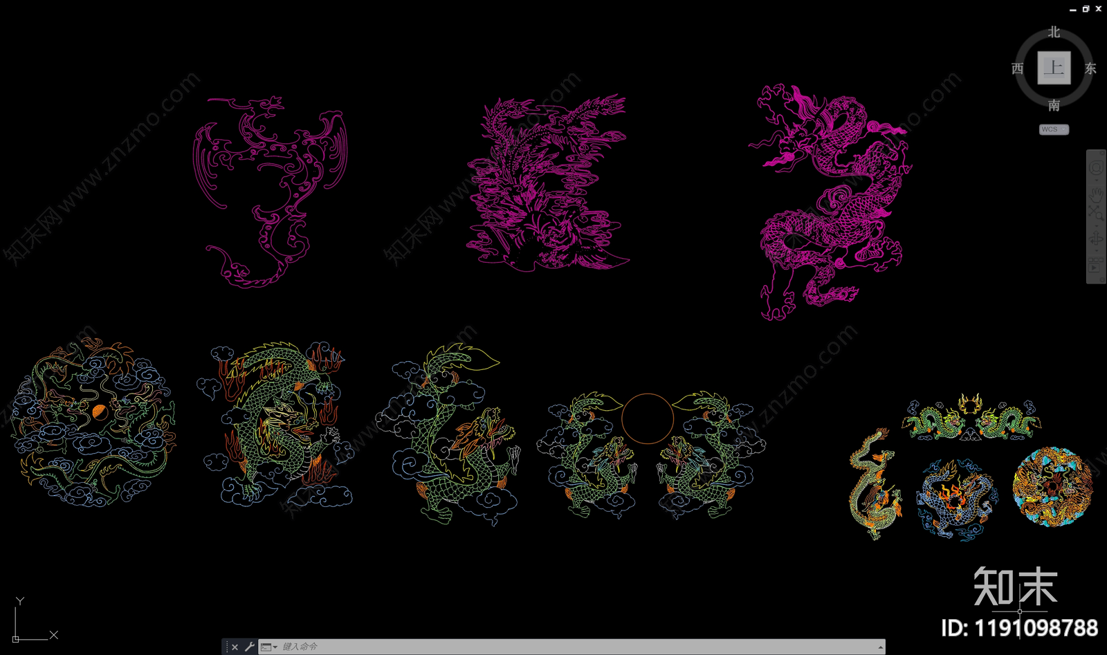 新中式中式挂画施工图下载【ID:1191098788】