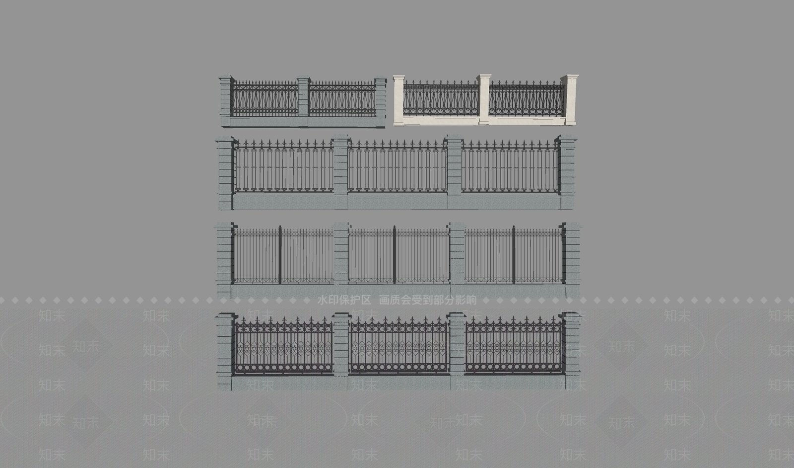 现代围栏护栏SU模型下载【ID:1191098953】