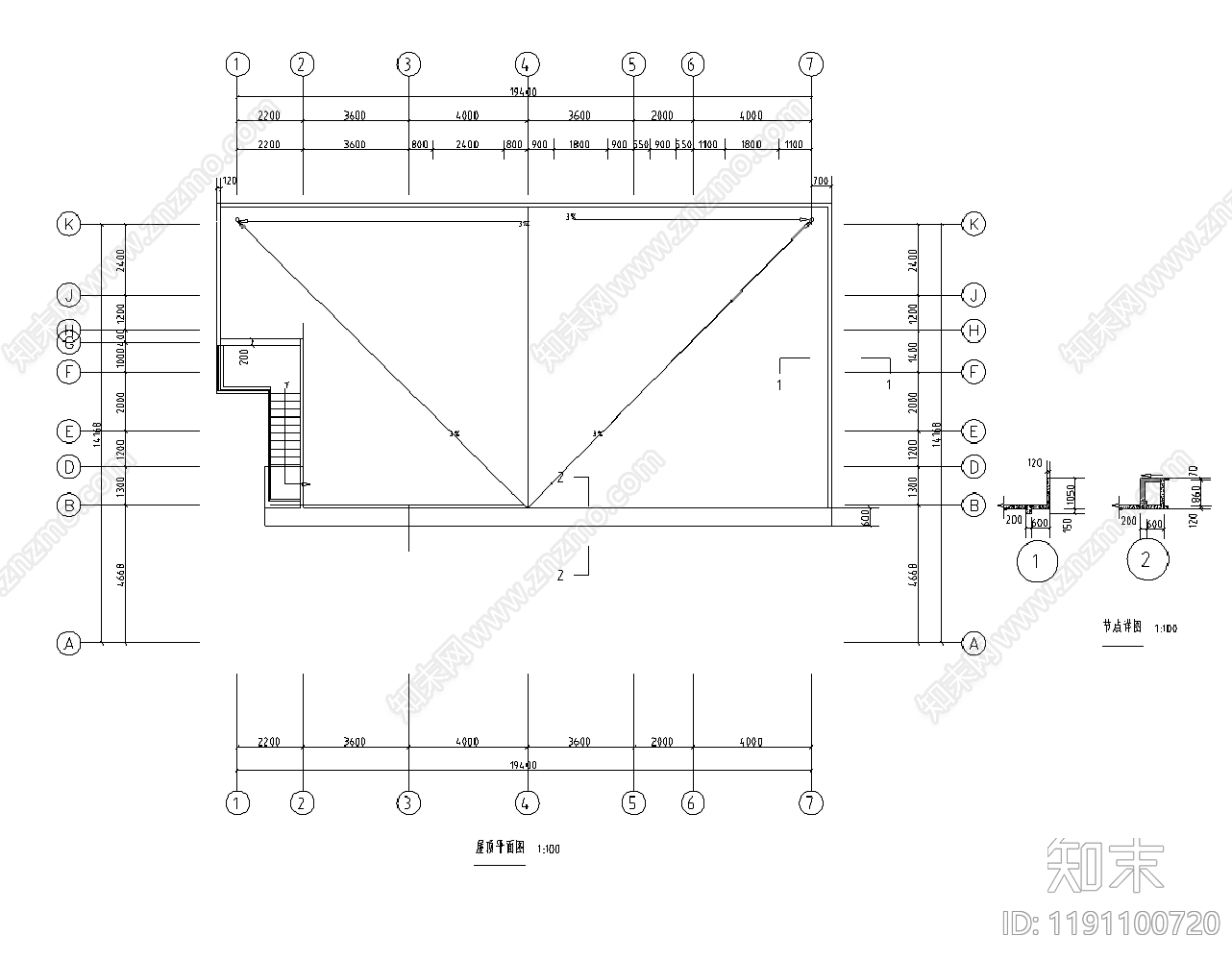现代住宅楼建筑cad施工图下载【ID:1191100720】