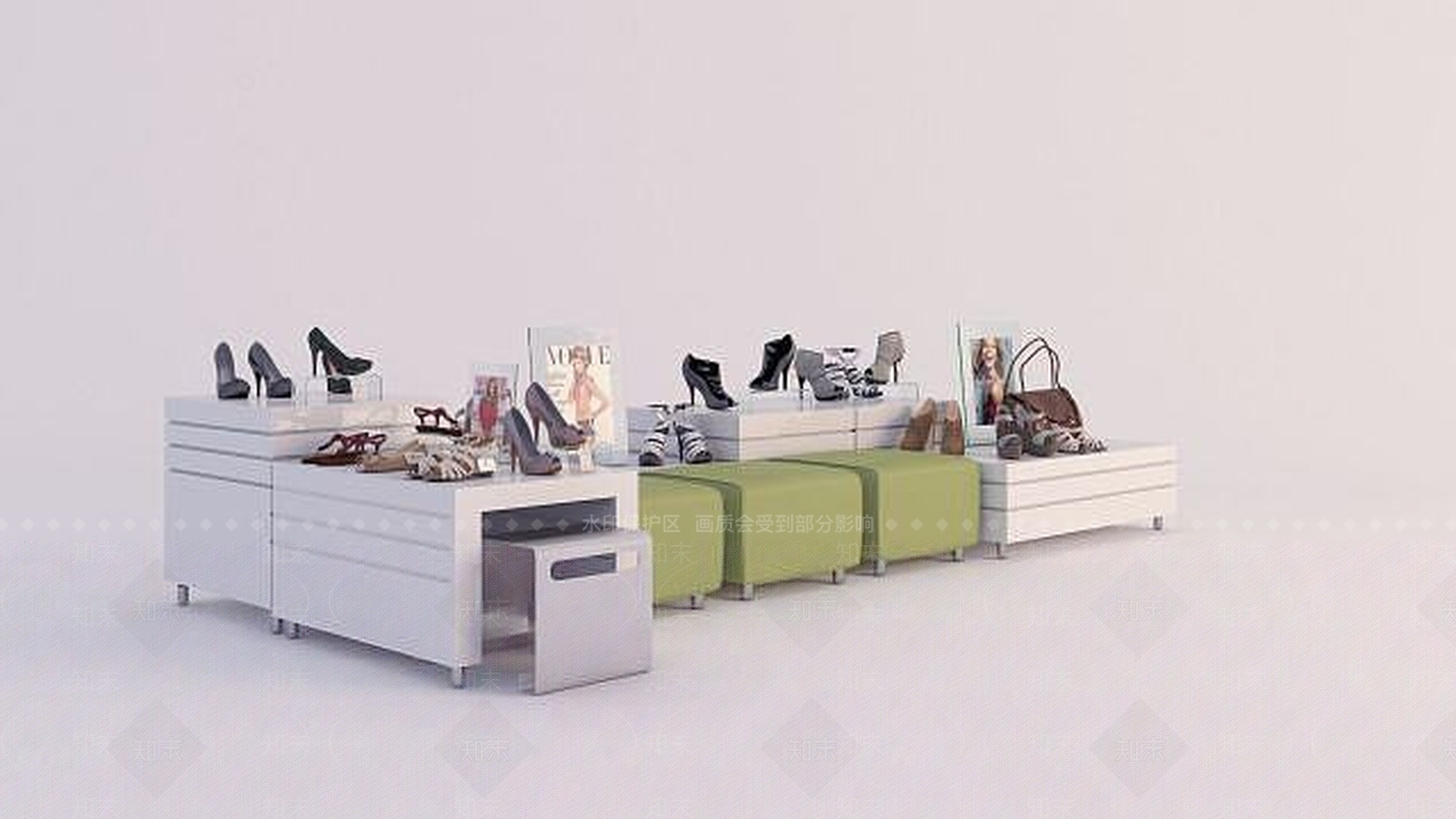 现代鞋店物品陈设3D模型下载【ID:1191103063】