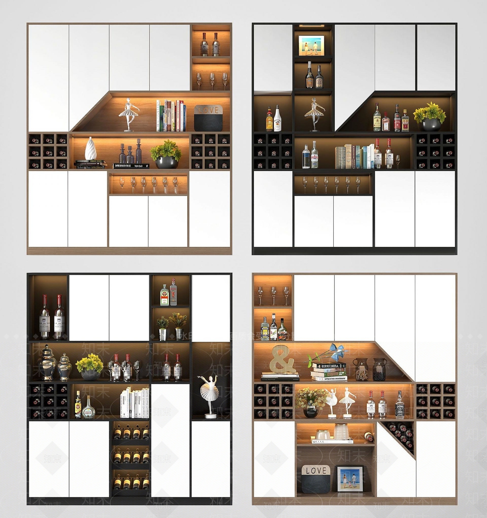 现代简约酒柜3D模型下载【ID:1191103249】