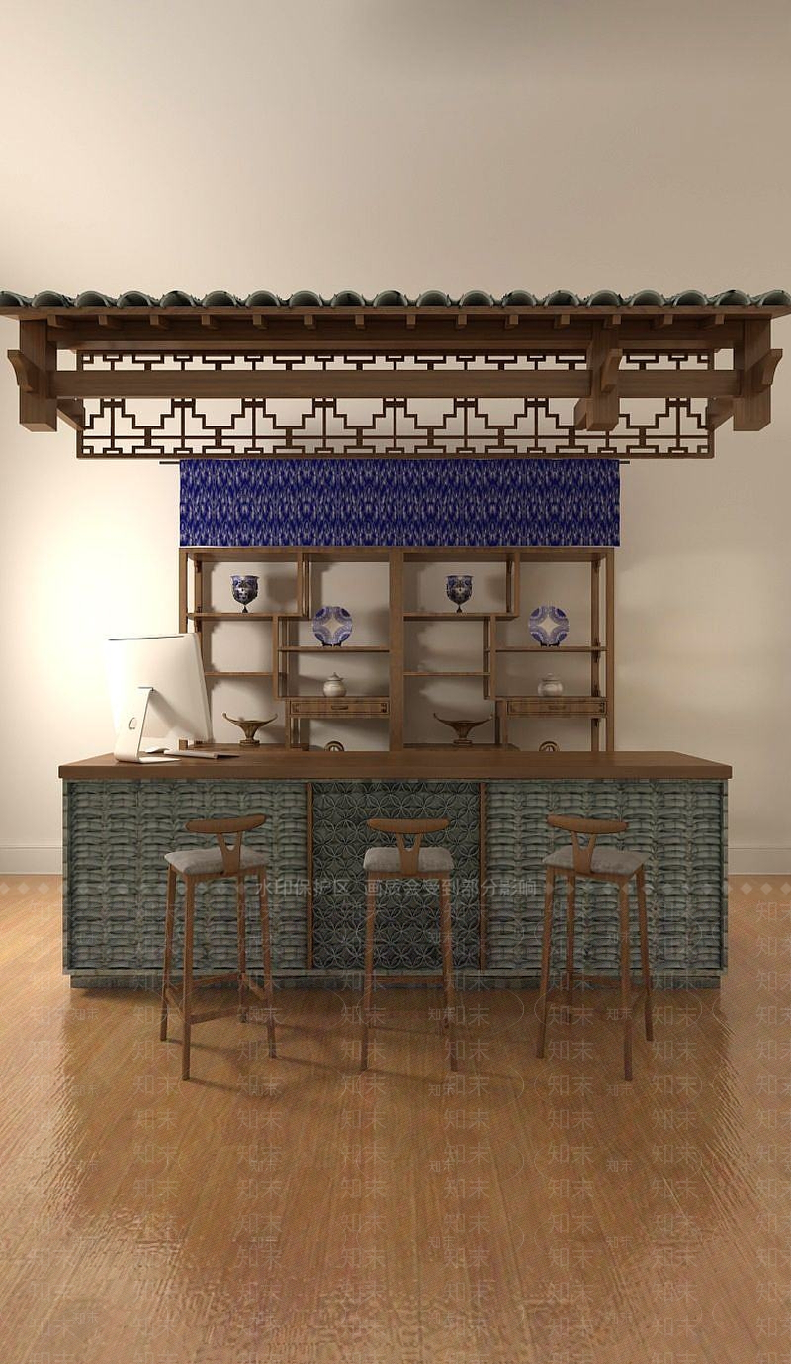 中式经典吧台3D模型下载【ID:1191103304】